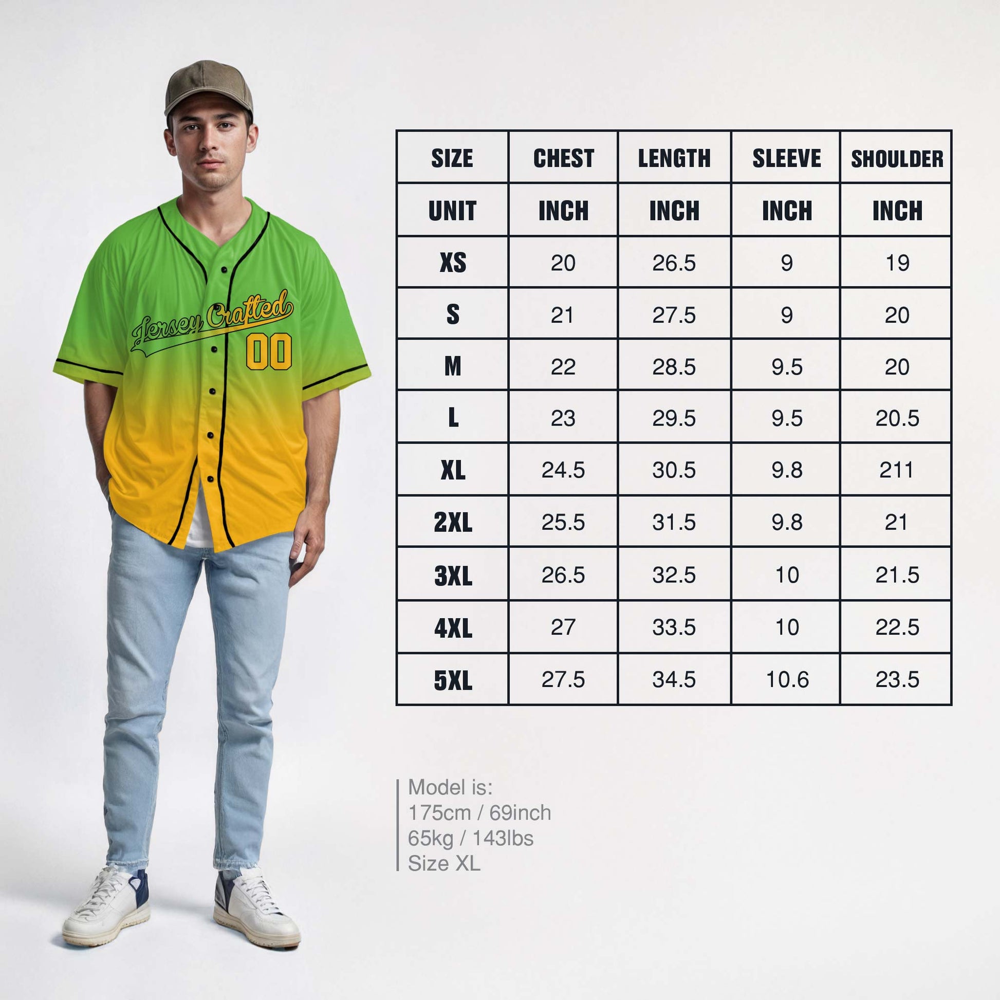 Custom Gradient Baseball Jersey Light Green and Yellow With Piping - Design Your Own