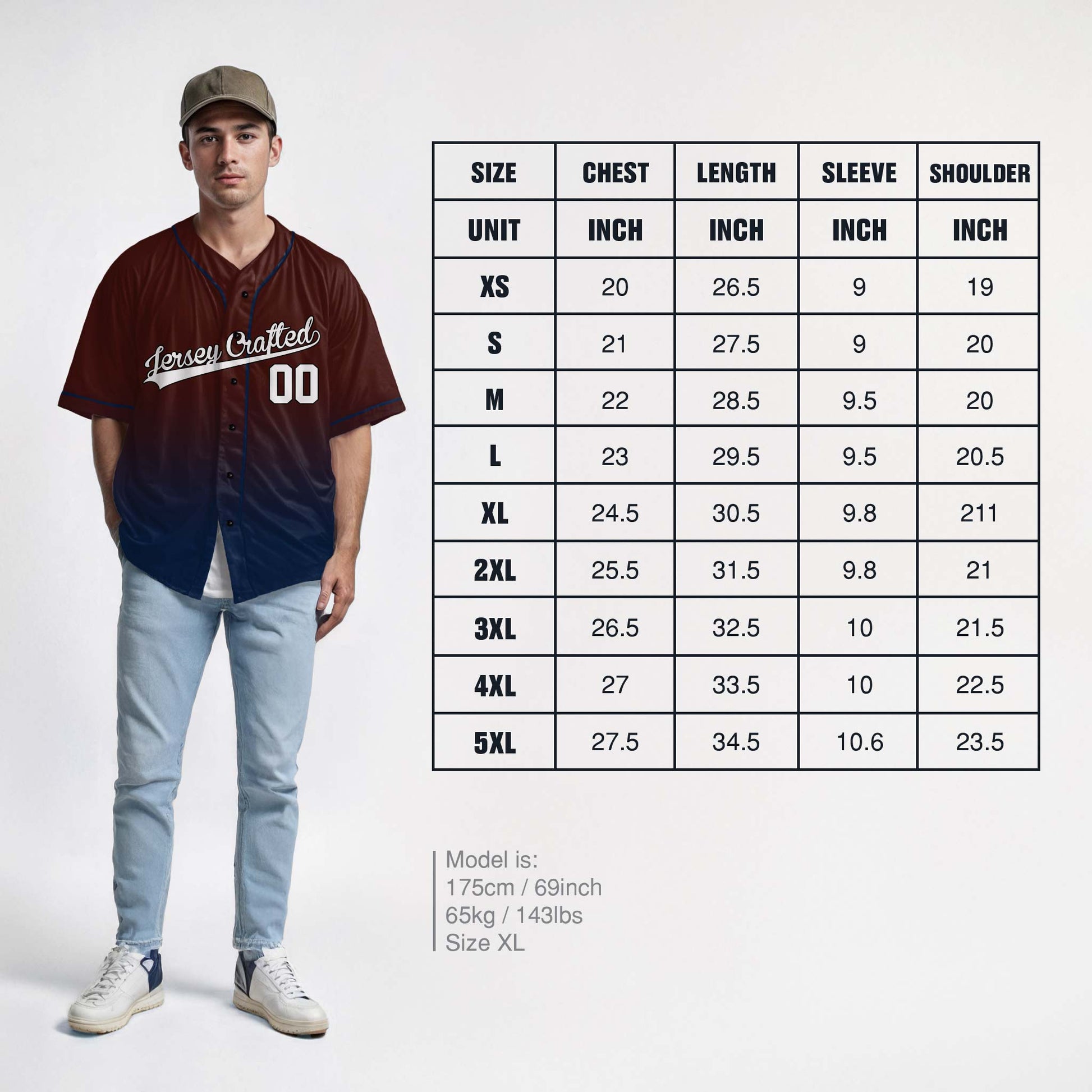 Custom Gradient Baseball Jersey Maroon and Navy With Piping - Design Your Own