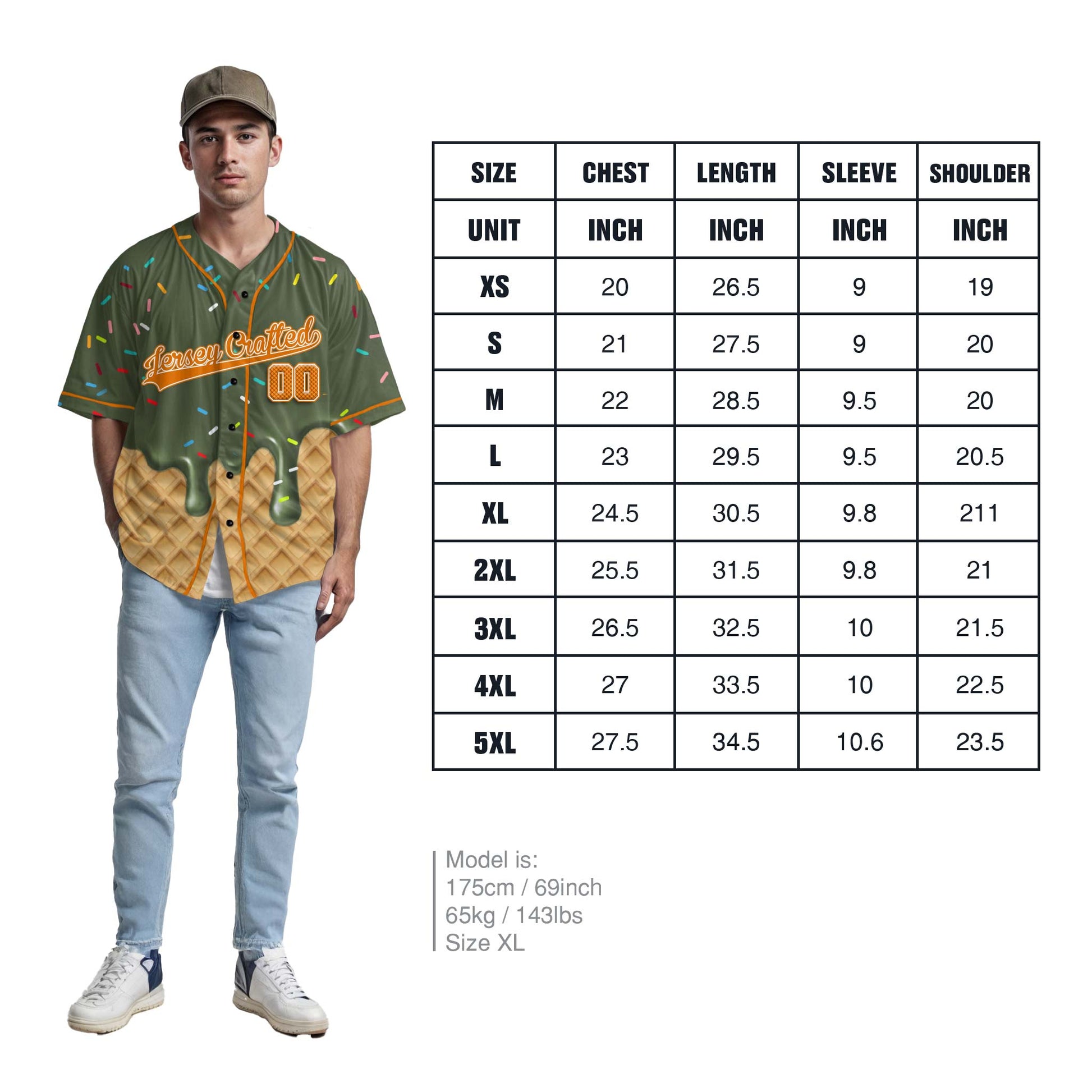 Custom Ice Cream Baseball Jersey Military Green and Orange with Piping - Design Your Own