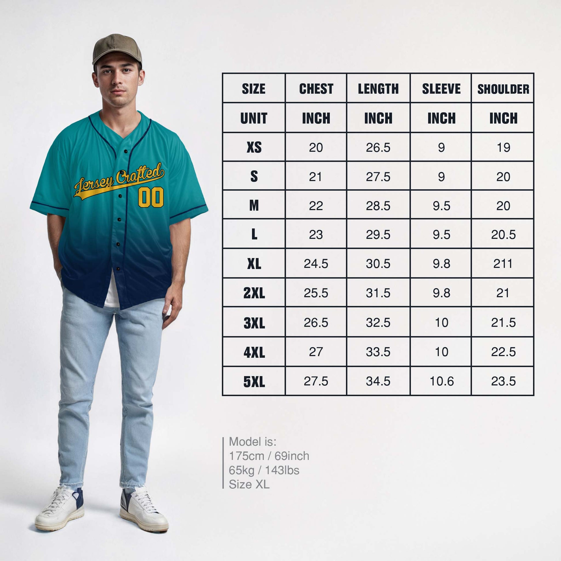 Custom Gradient Baseball Jersey Mint and Navy With Piping - Design Your Own