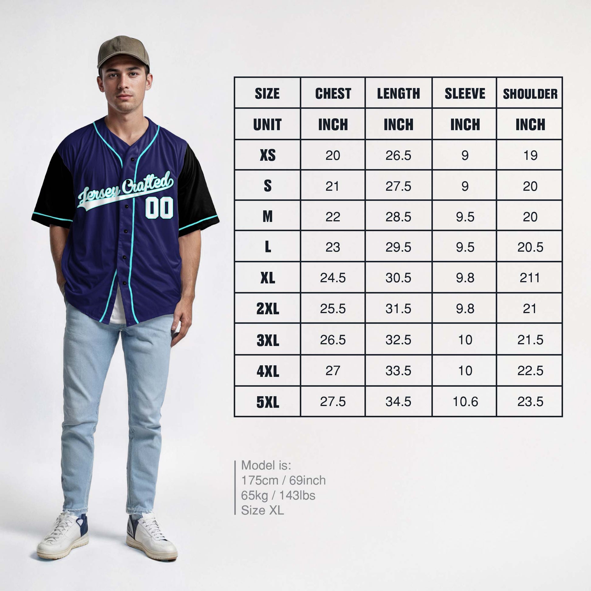 Custom Baseball Jersey Navy and Black With Turquoise Piping - Design Your Own