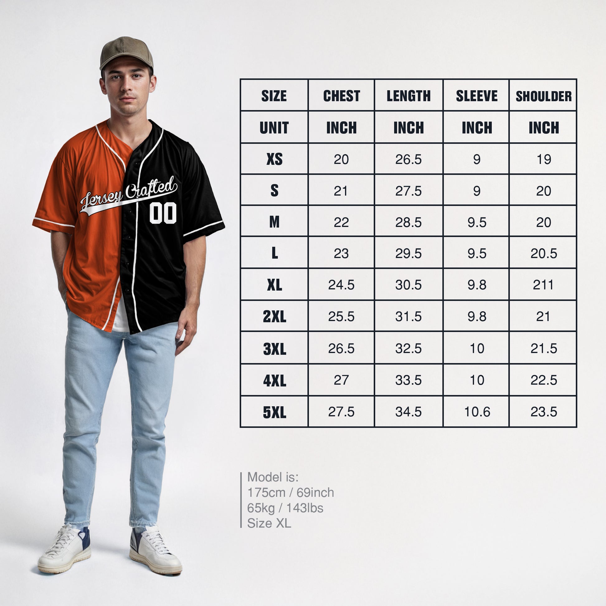 Custom Split Baseball Jersey Orange and Black With White Piping - Design Your Own