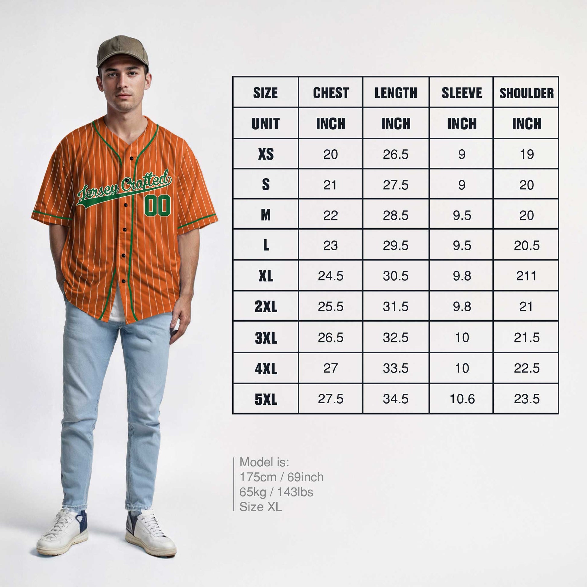 Custom Pinstripe Baseball Jersey Orange and Green With Piping - Design Your Own