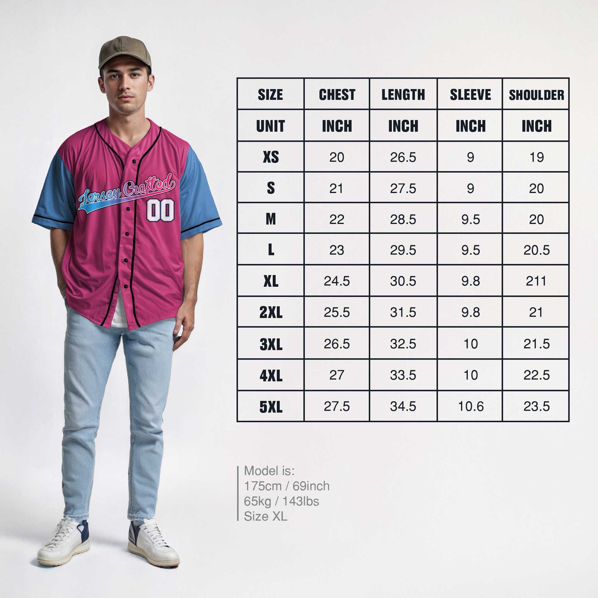 Custom Baseball Jersey Pink and Blue With Black Piping - Design Your Own