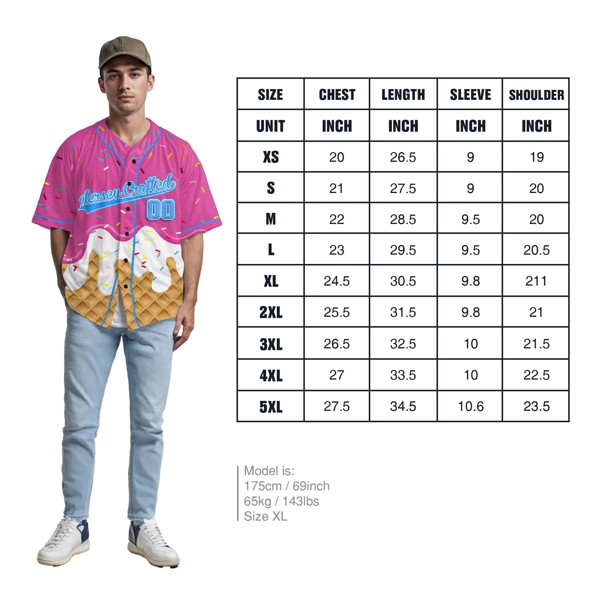 Custom Ice Cream Baseball Jersey Pink and Blue with Piping - Design Your Own