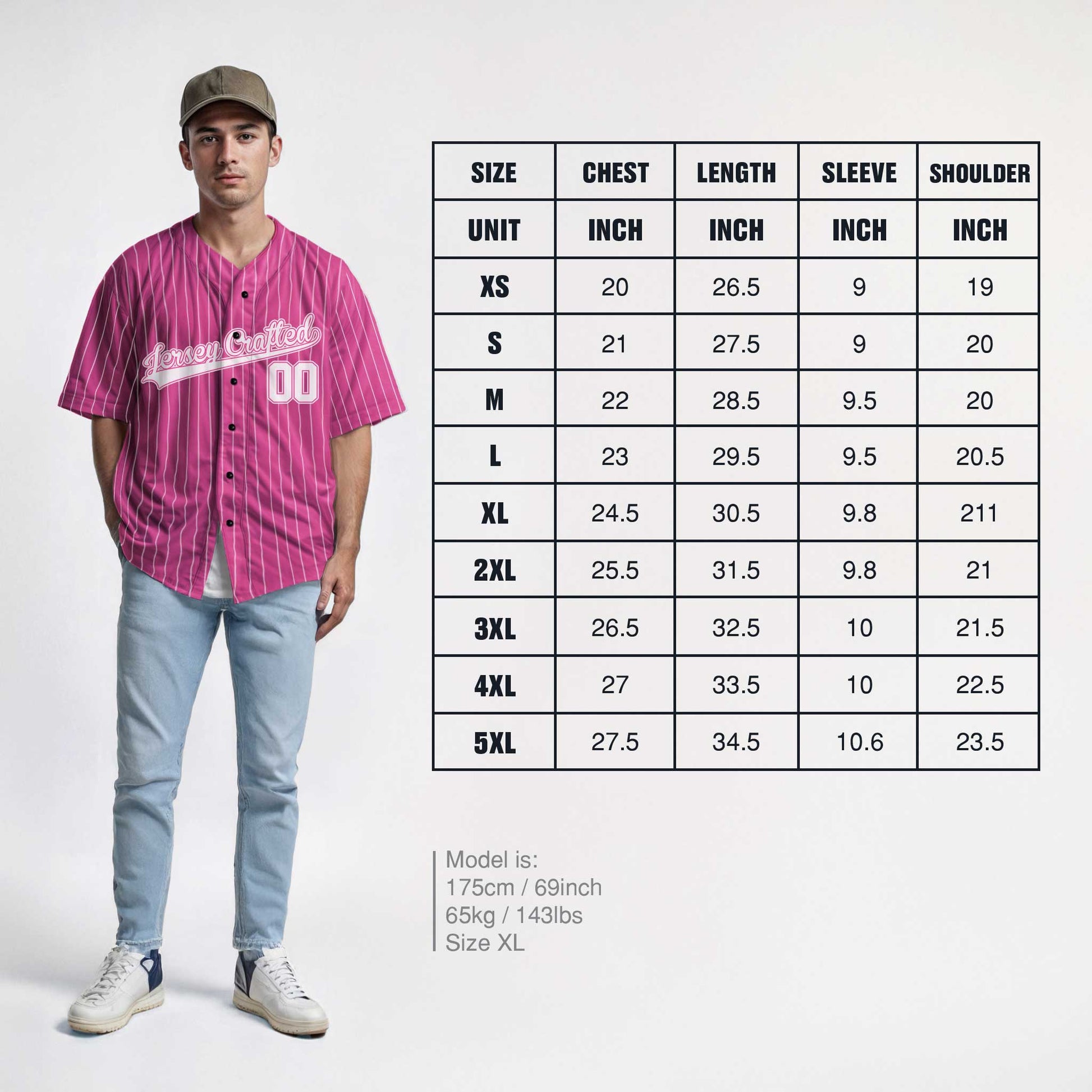 Custom Pinstripe Baseball Jersey Pink and White - Design Your Own