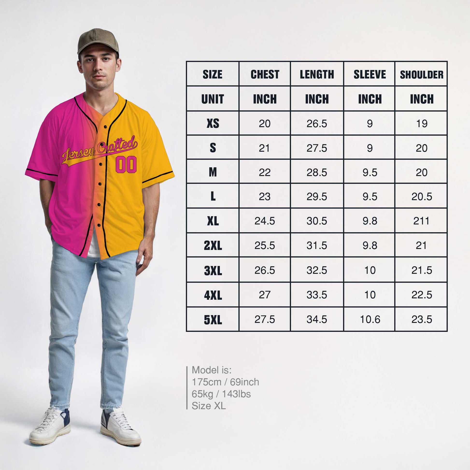 Custom Gradient Baseball Jersey Pink and Yellow With Black Piping - Design Your Own