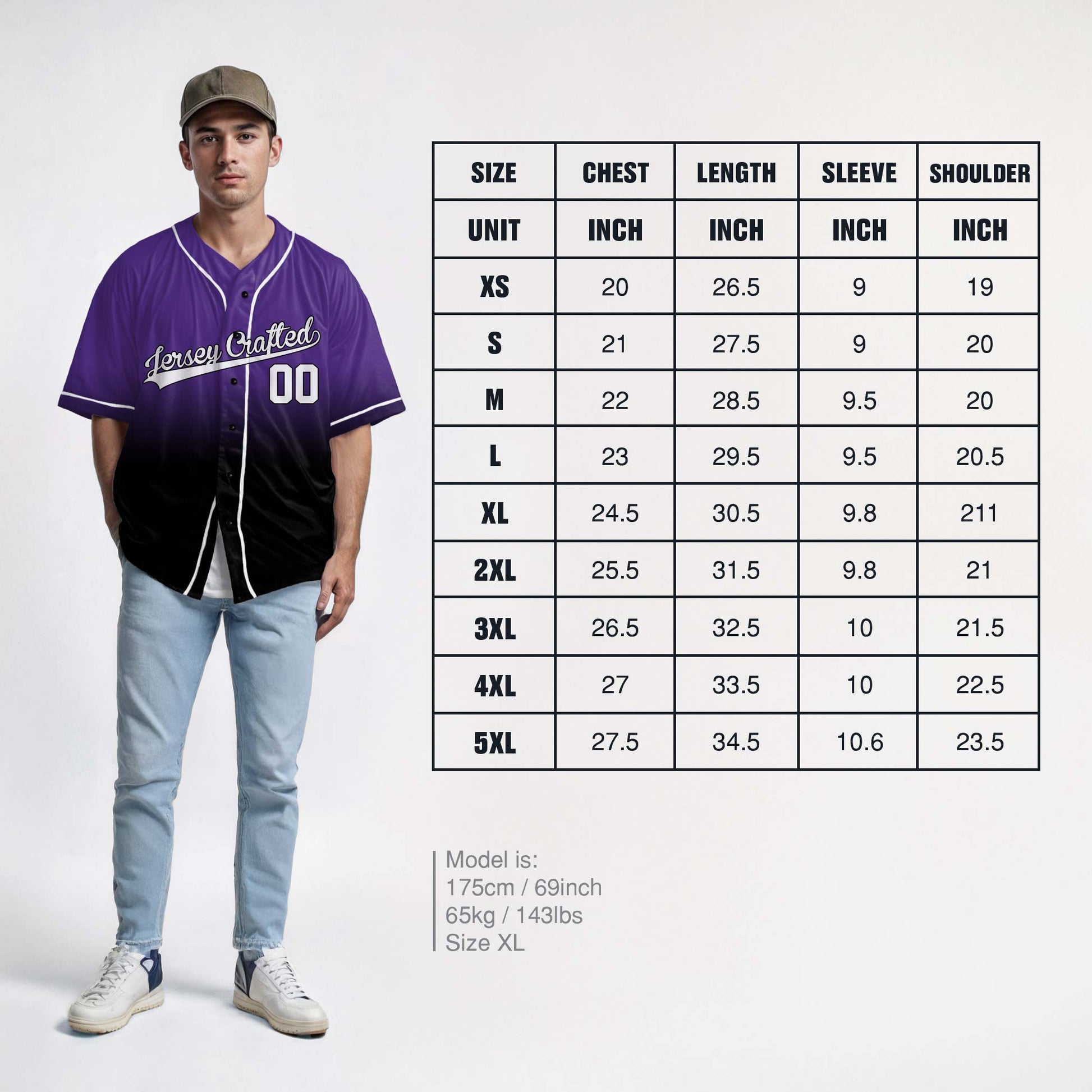 Custom Gradient Baseball Jersey Purple and Black With Piping - Design Your Own