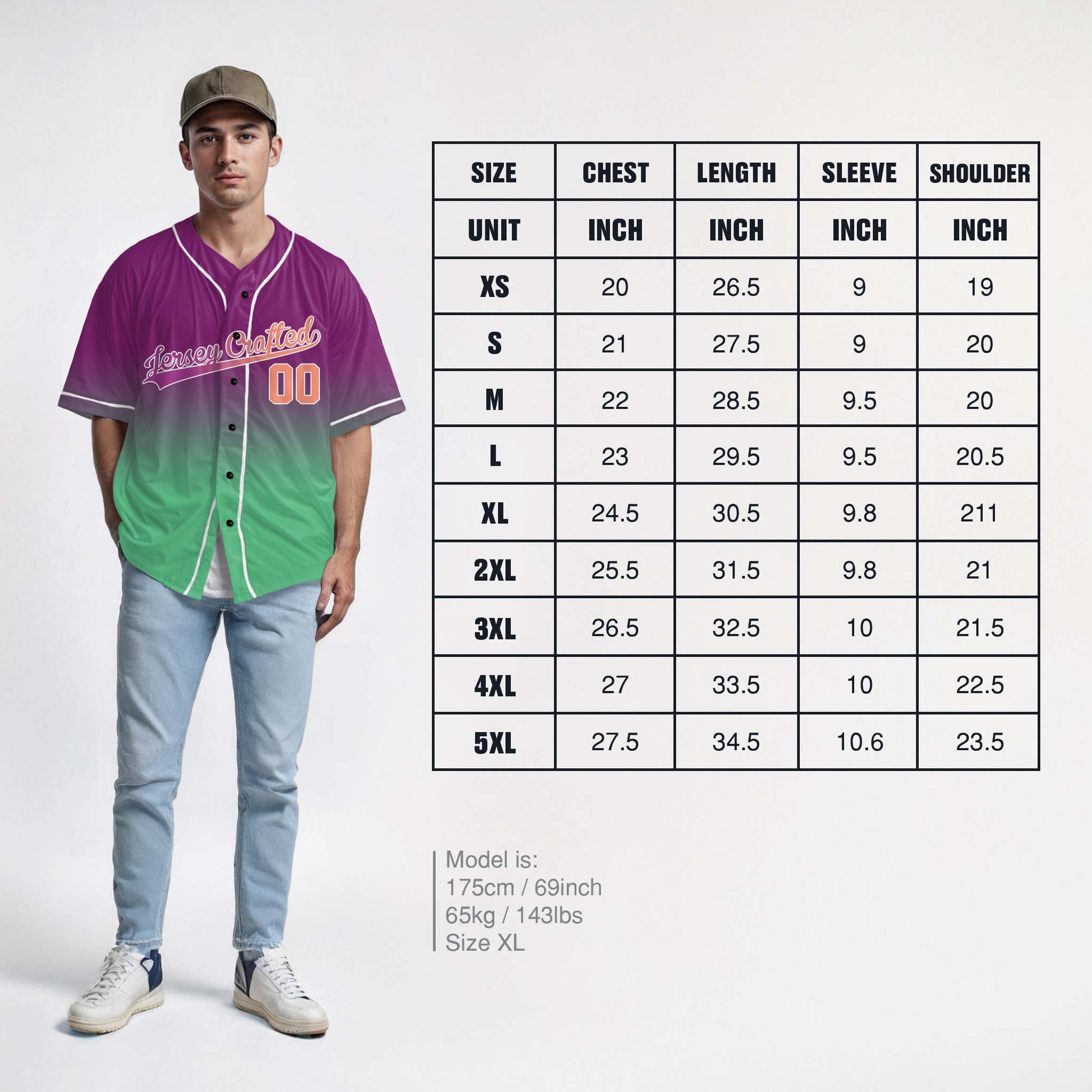 Custom Gradient Baseball Jersey Purple and Turquoise With White Piping - Design Your Own
