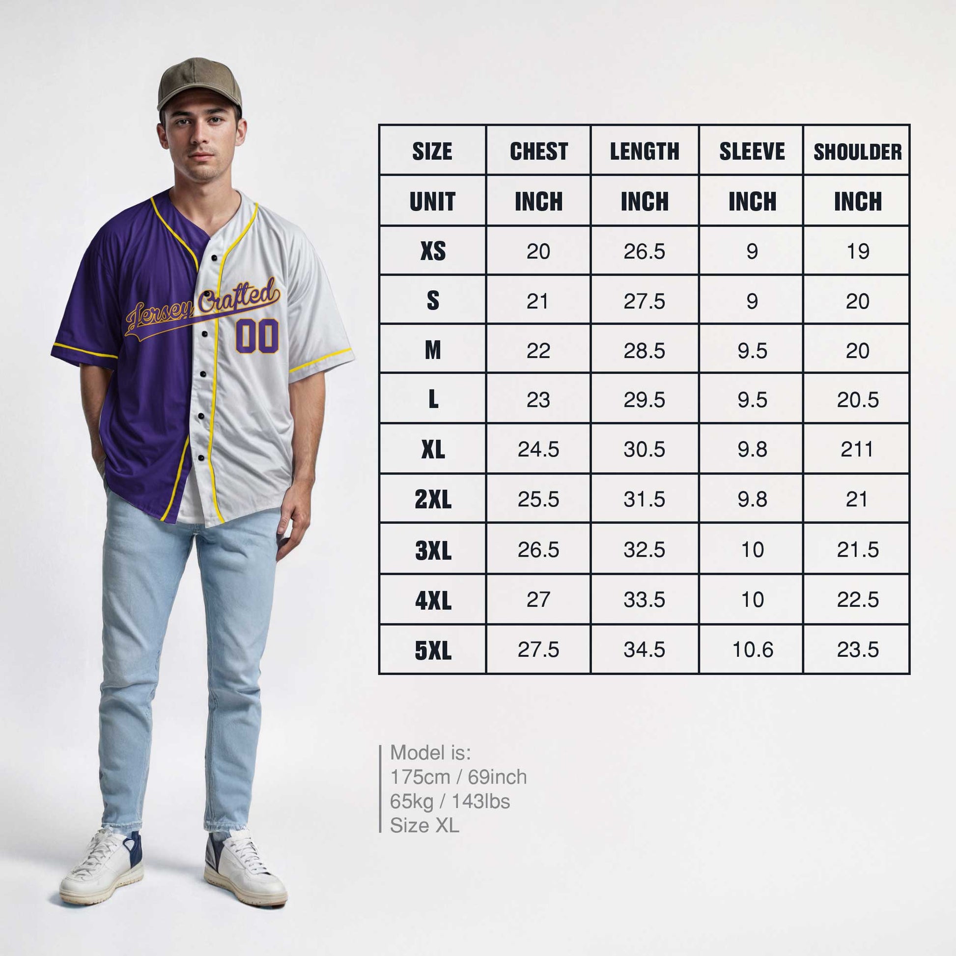 Custom Split Baseball Jersey Purple and White with Yellow Piping - Design Your Own