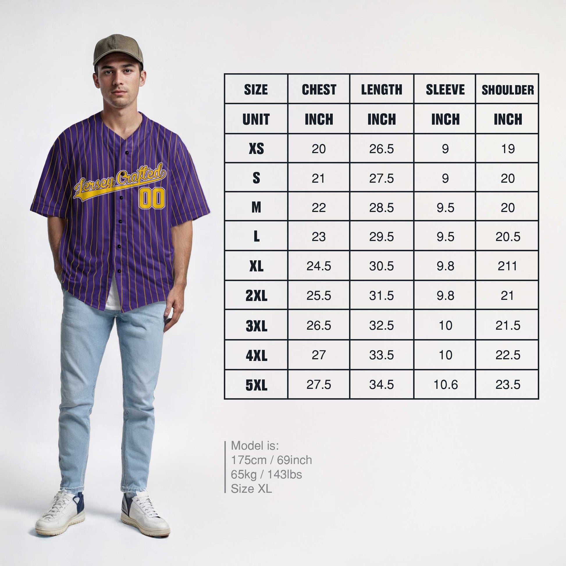 Custom Pinstripe Baseball Jersey Purple and Yellow - Design Your Own