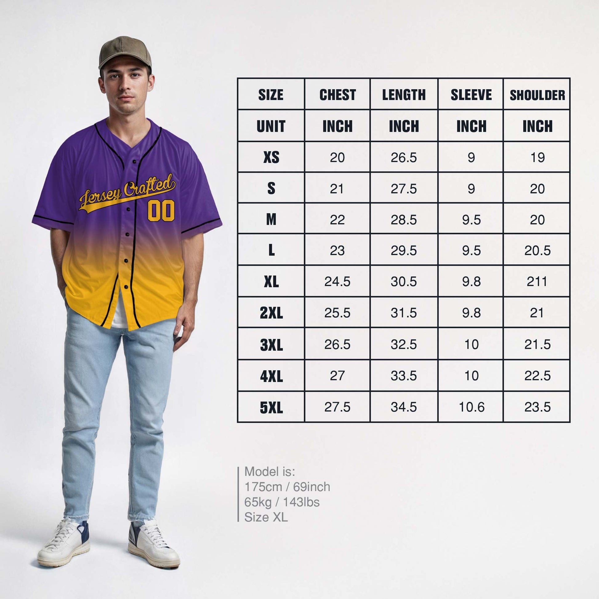 Custom Gradient Baseball Jersey Purple and Yellow With Piping - Design Your Own