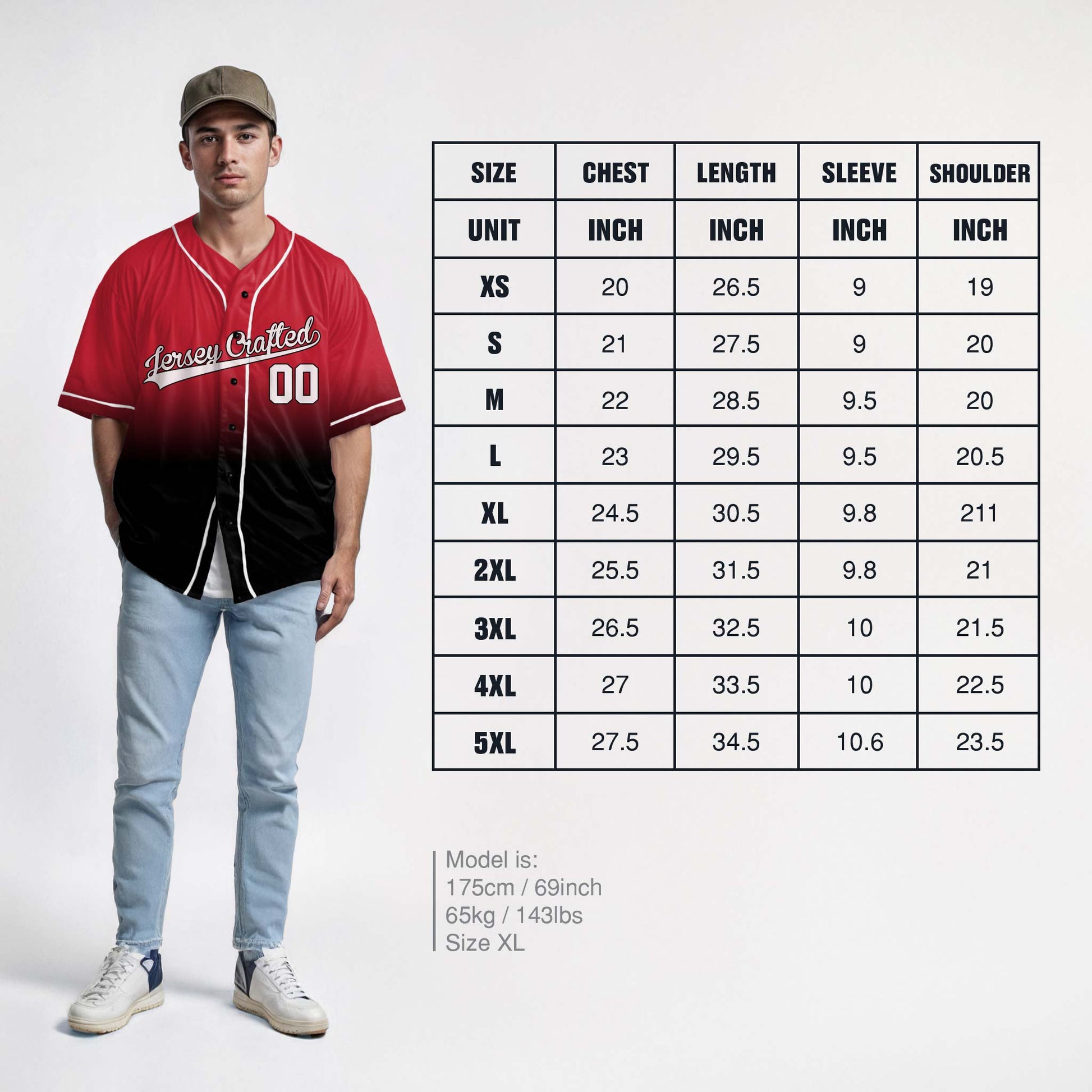 Custom Gradient Baseball Jersey Red and Black With Piping - Design Your Own