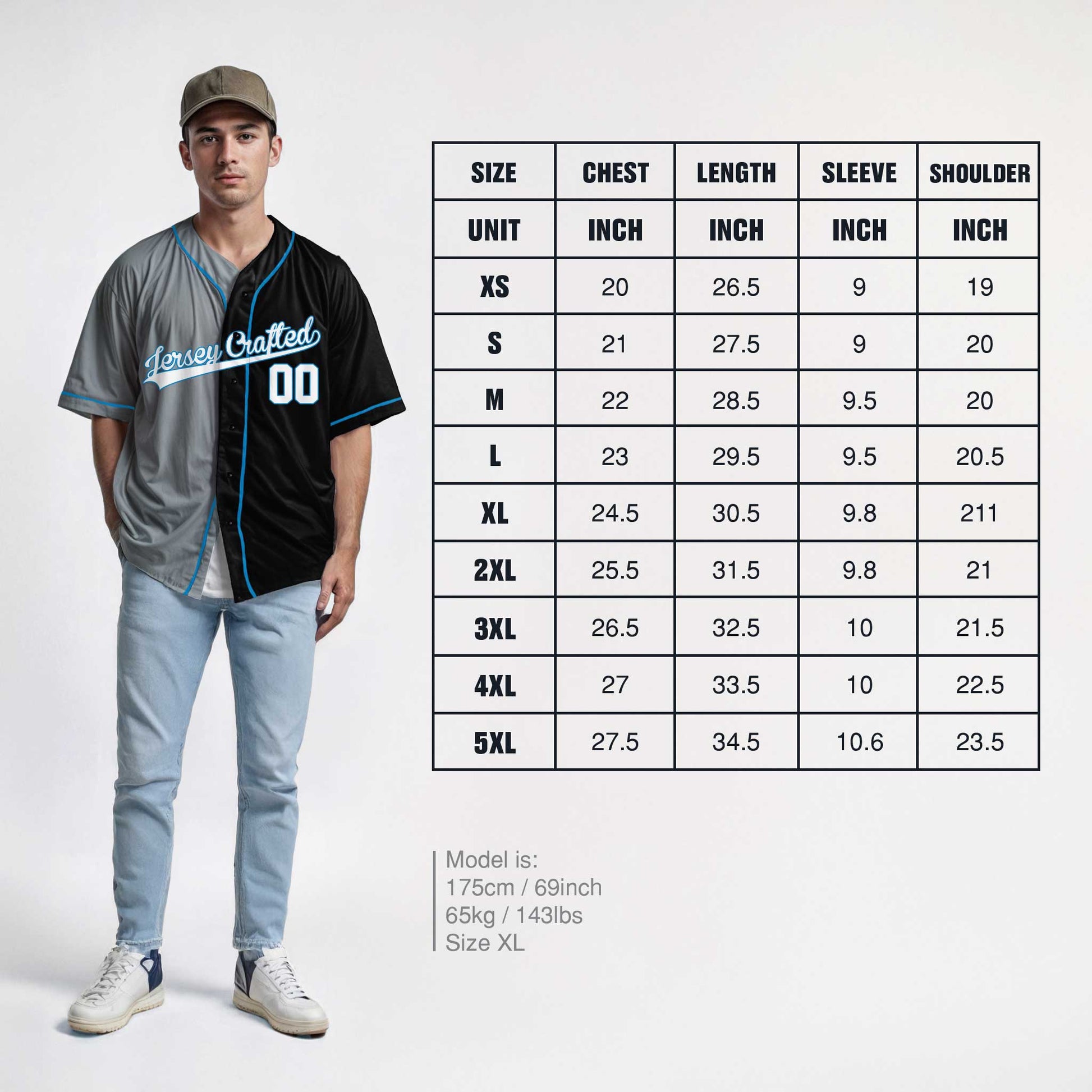 Custom Split Baseball Jersey Silver and Black with Blue Piping - Design Your Own