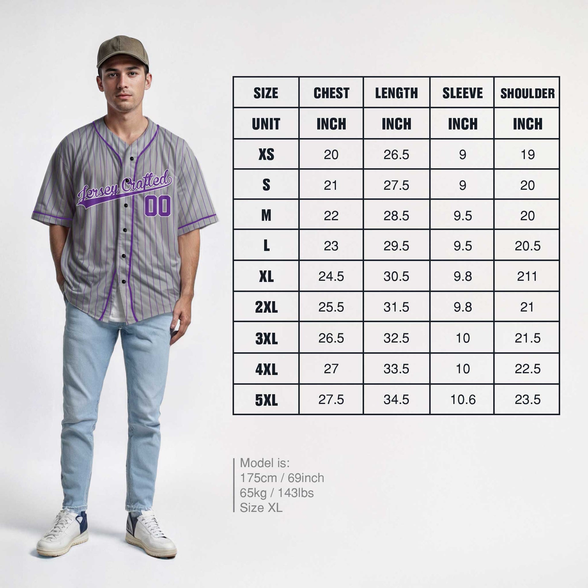 Custom Pinstripe Baseball Jersey Silver and Purple With Piping - Design Your Own