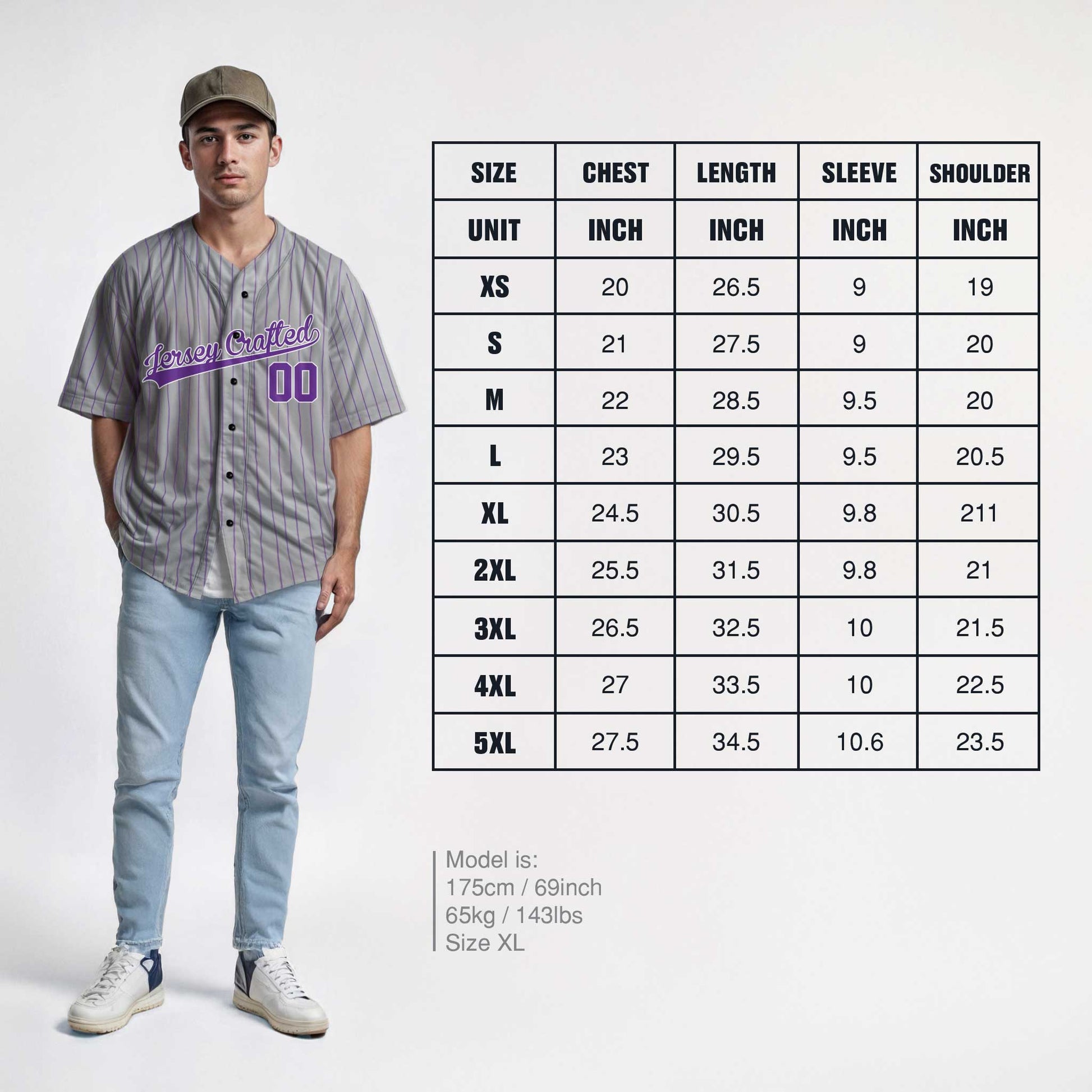 Custom Pinstripe Baseball Jersey Silver and Purple - Design Your Own