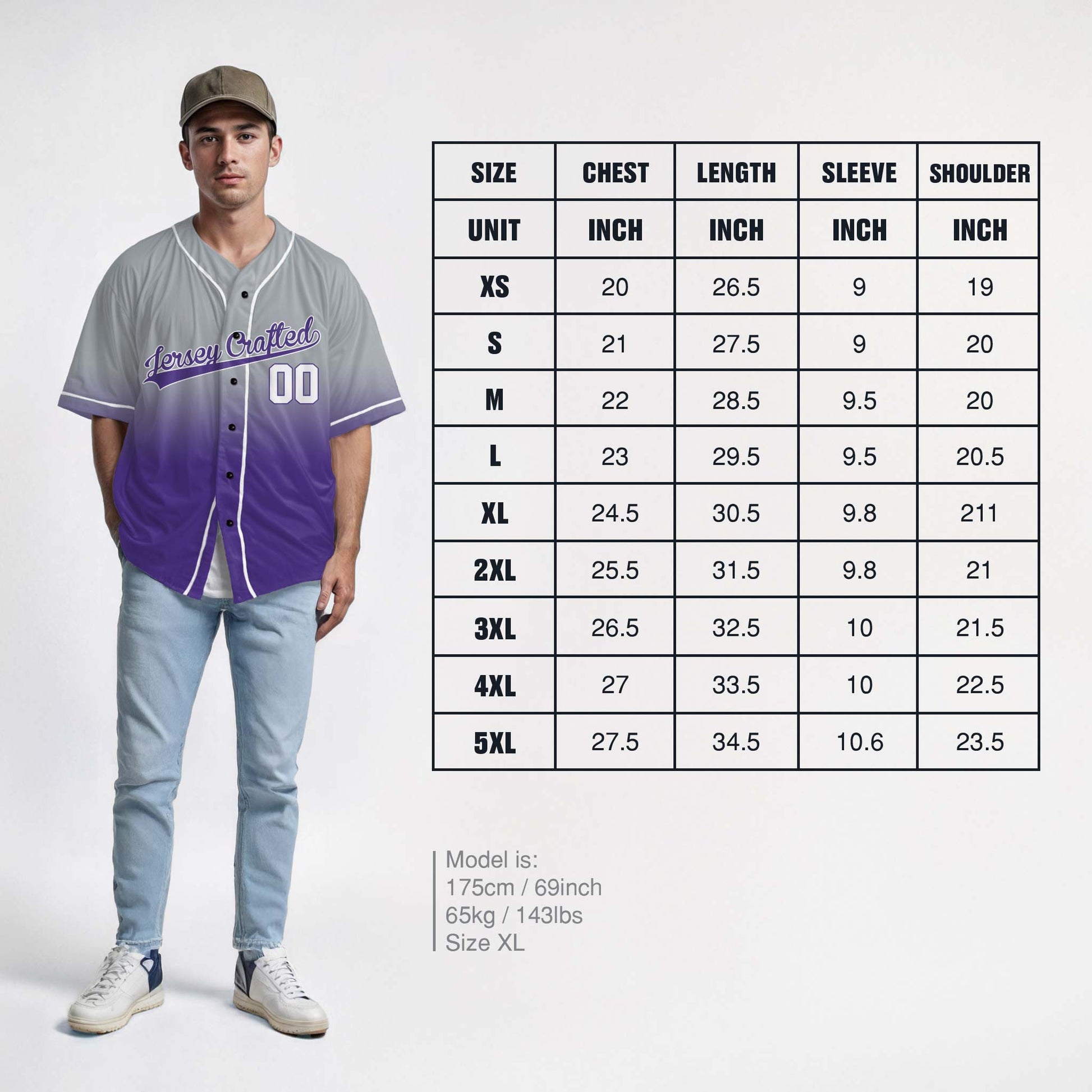 Custom Gradient Baseball Jersey Silver and Purple With Piping - Design Your Own