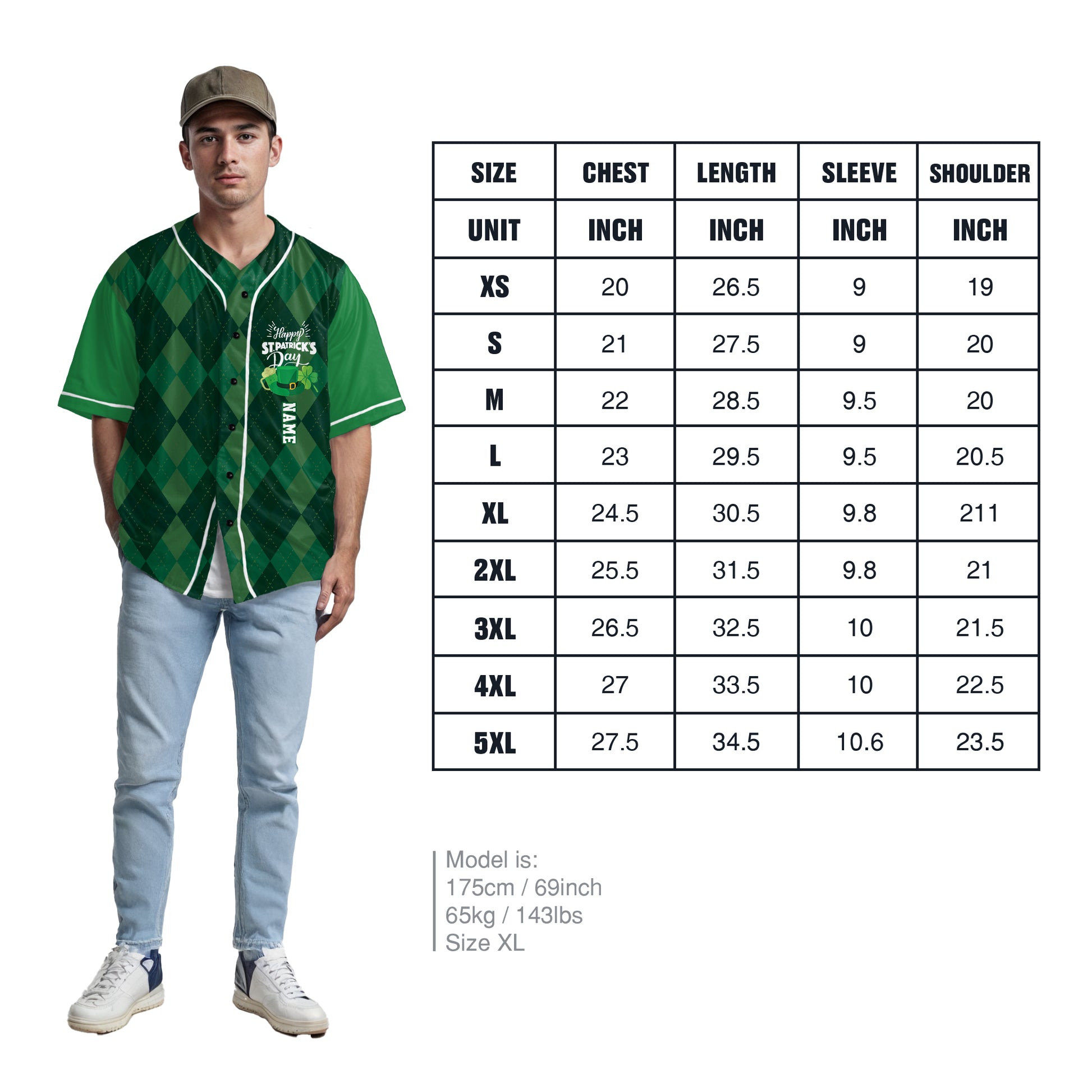 Custom St. Patrick's Day Baseball Jersey Argyle - Design Your Own