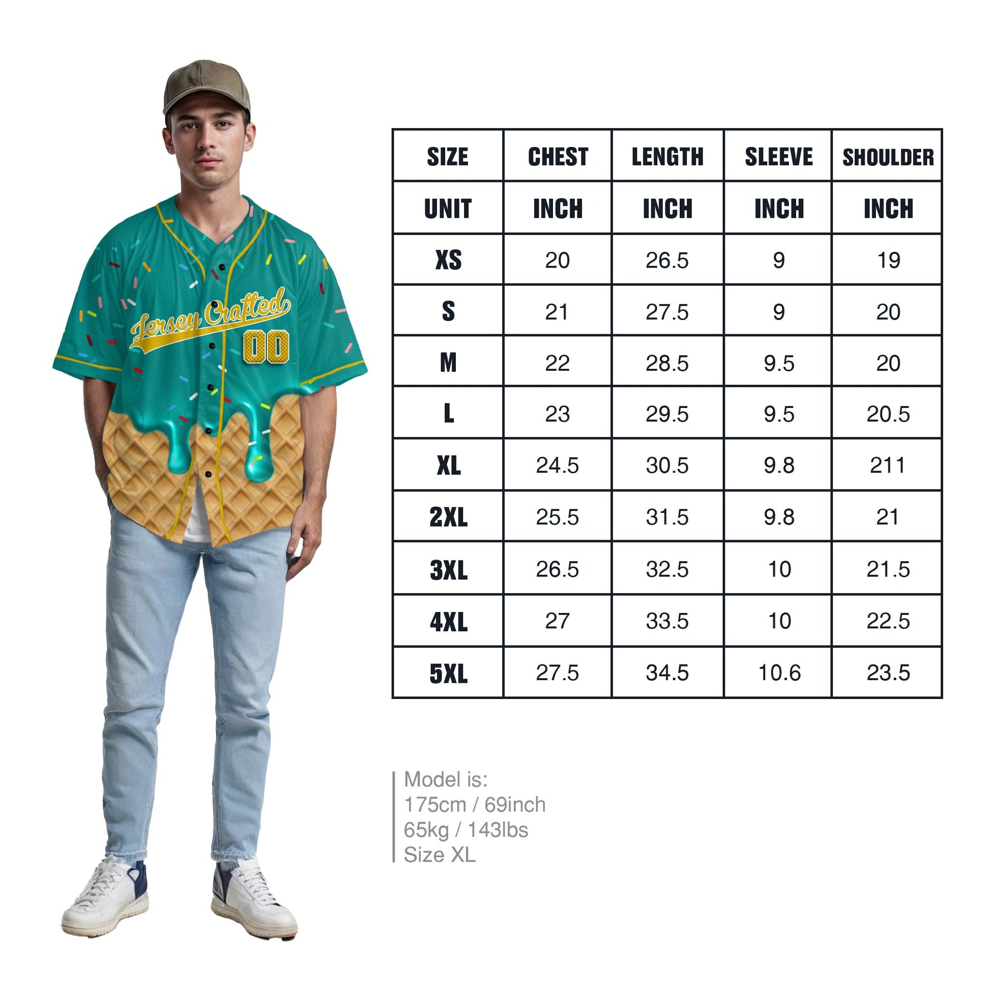 Custom Ice Cream Baseball Jersey Teal and Yellow with Piping - Design Your Own