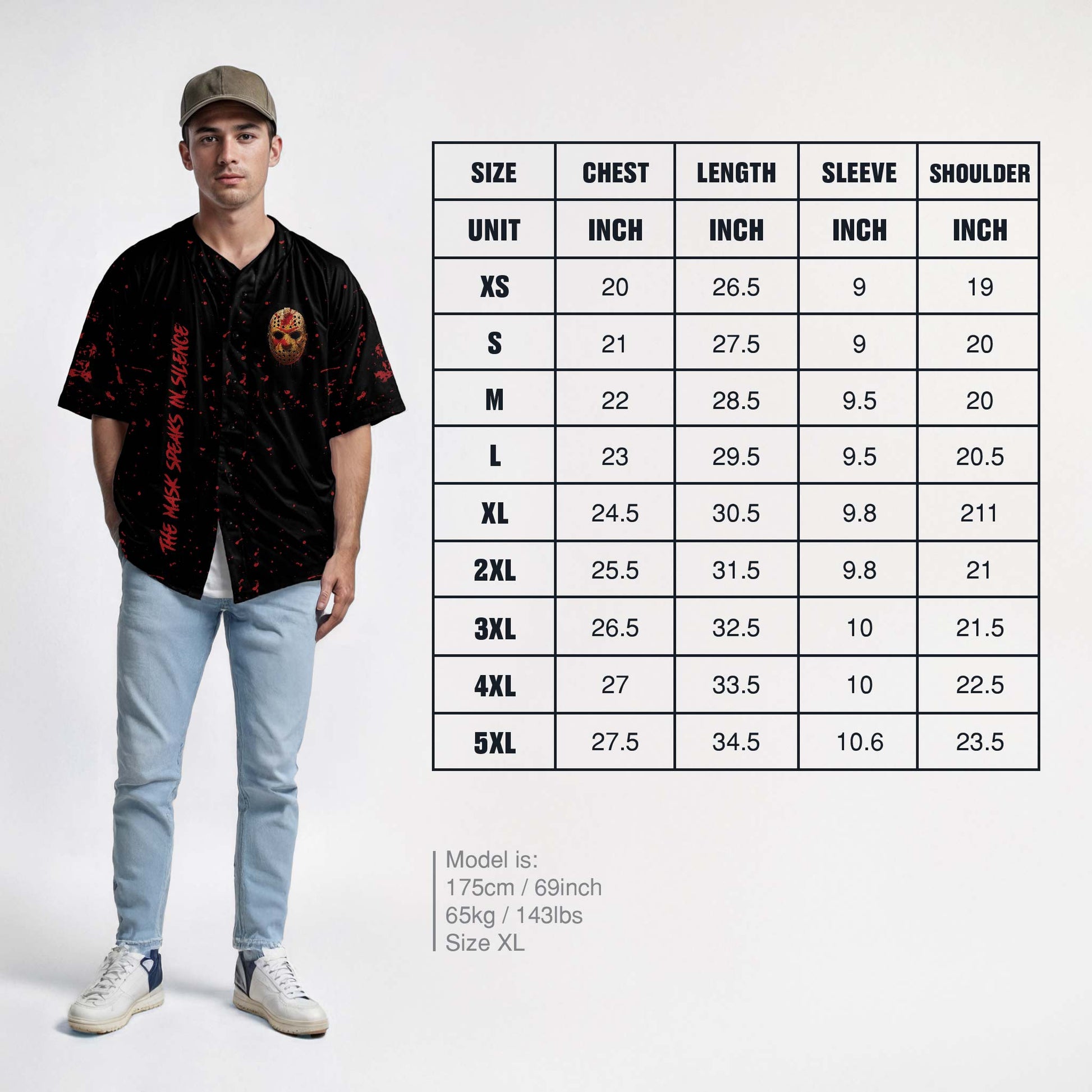 Custom Halloween Baseball Jersey - Horror Movie Design Speaks In Silence - Add Your Name
