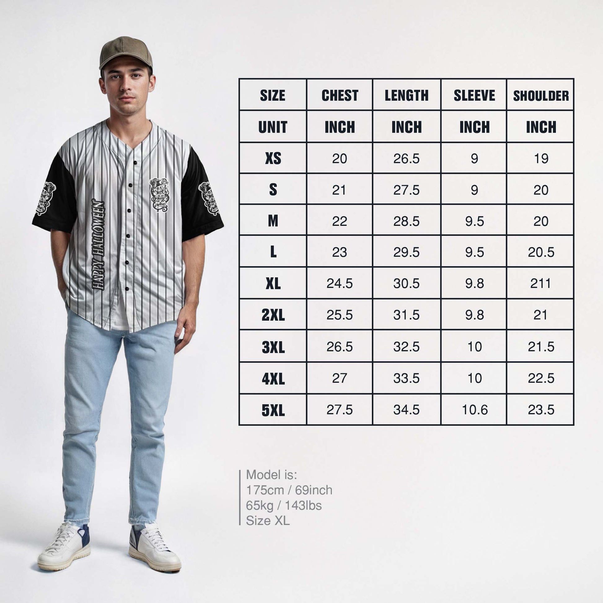Custom Halloween Baseball Jersey - Horror Movie Design Three Pumpkins - Add Your Name