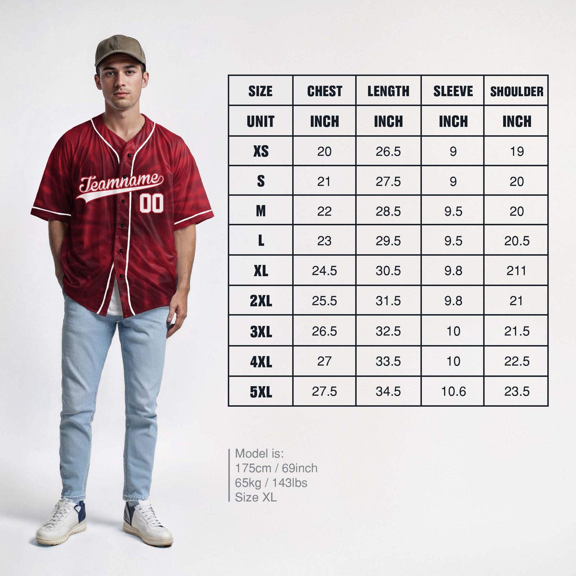 Custom Tie Dye Baseball Jersey Red and White With Piping - Design Your Own