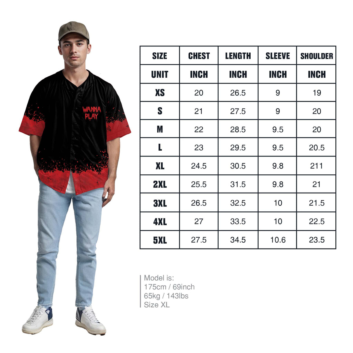 Custom Halloween Baseball Jersey - Horror Movie Design Wanna Play - Add Your Name