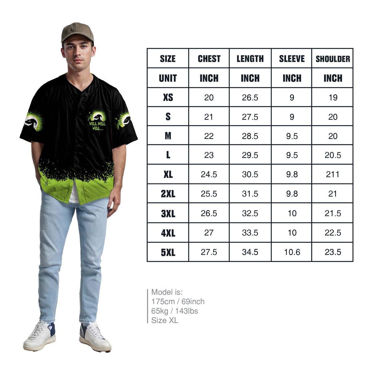 Custom Halloween Baseball Jersey - Horror Movie Design Roll The Dice - Add Your Name