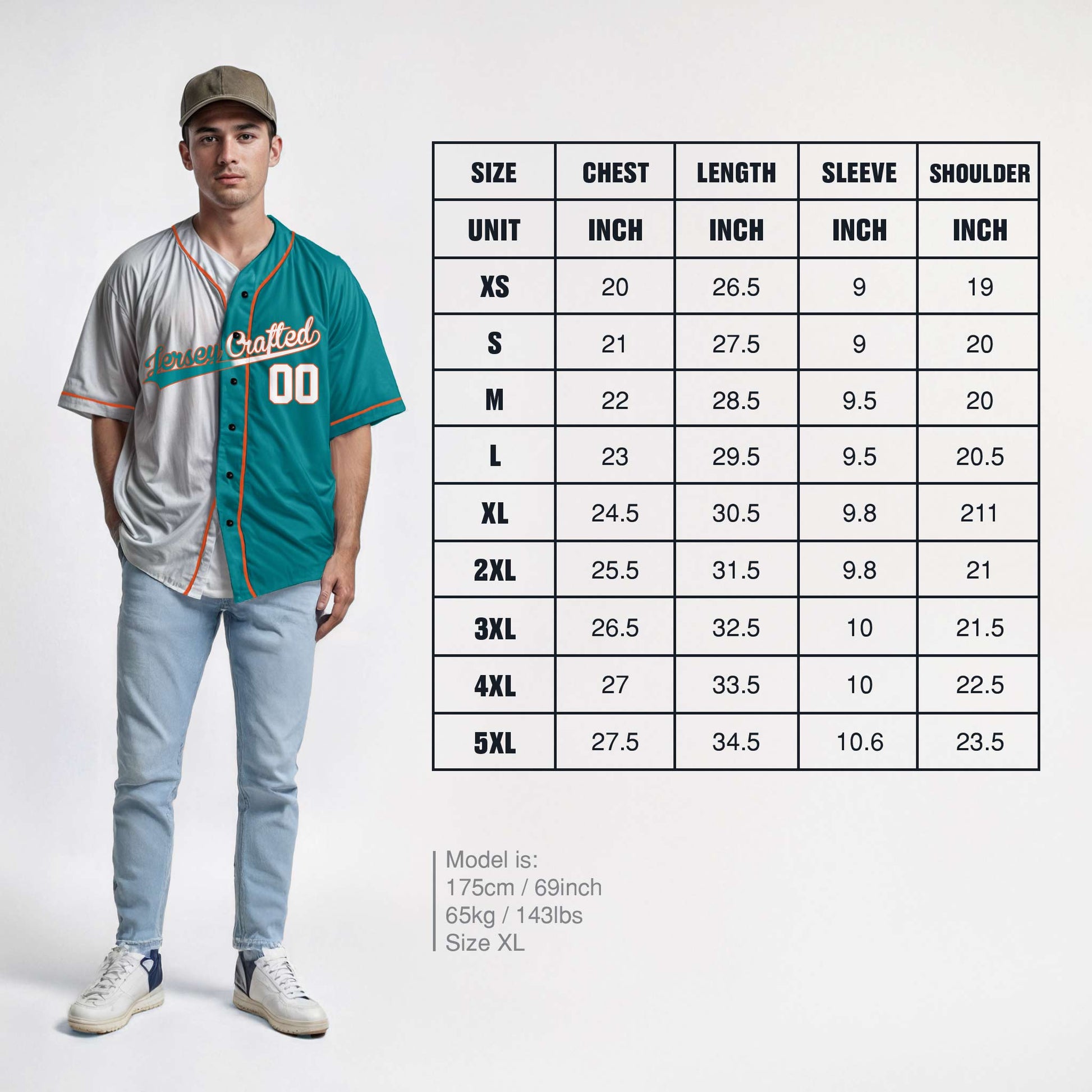 Custom Split Baseball Jersey White and Aqua with Orange Piping - Design Your Own
