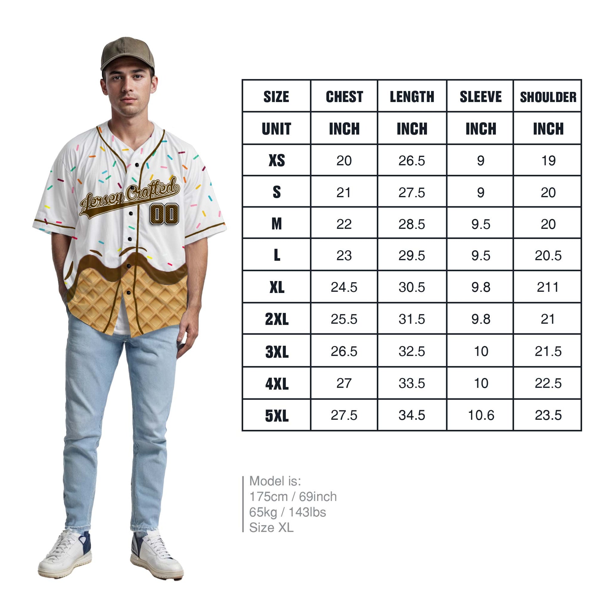 Custom Ice Cream Baseball Jersey White and Brown with Piping - Design Your Own