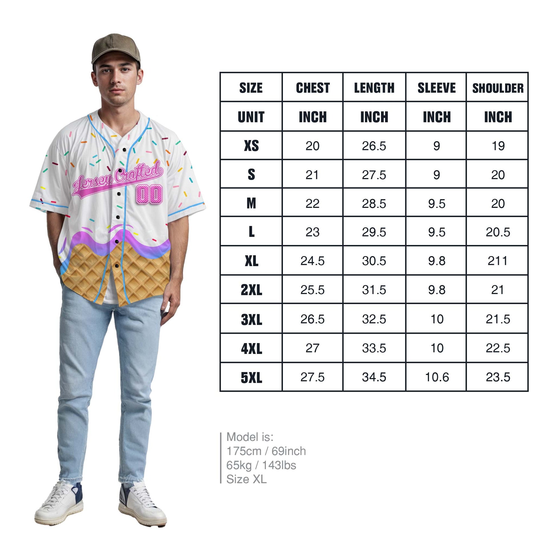 Custom Ice Cream Baseball Jersey Gradient White and Pink with Blue Piping - Design Your Own