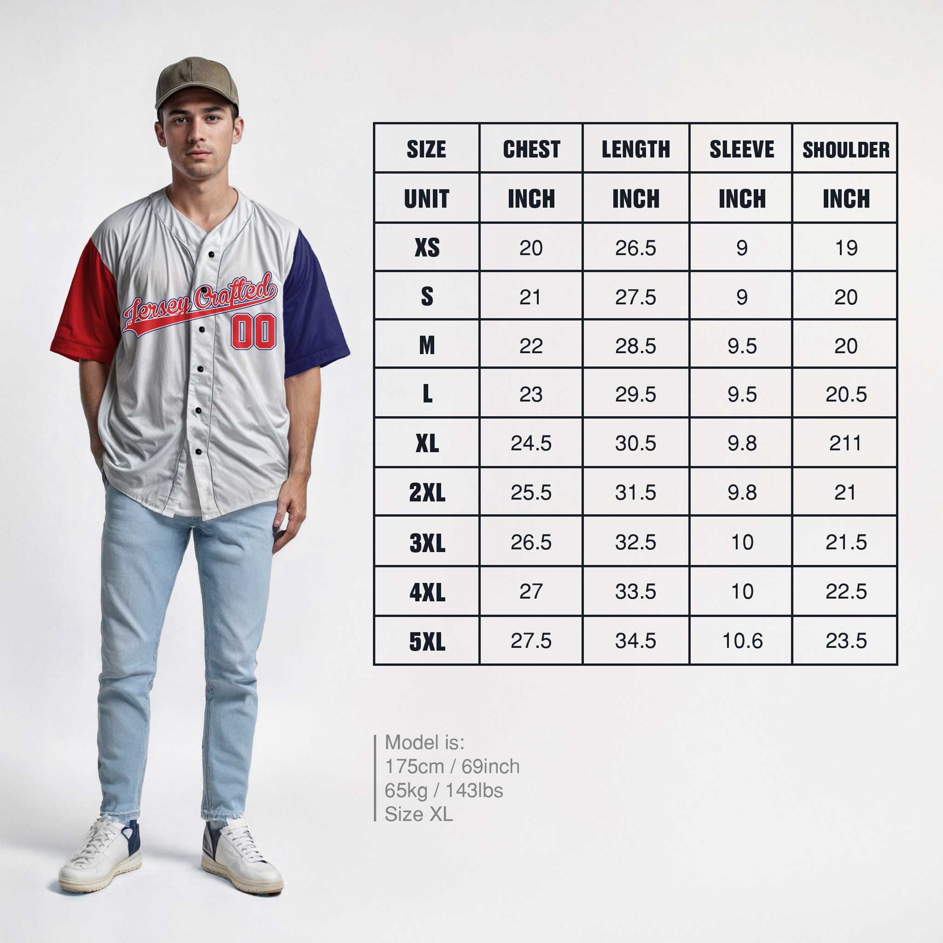 Custom Baseball Jersey White Red and Navy - Design Your Own