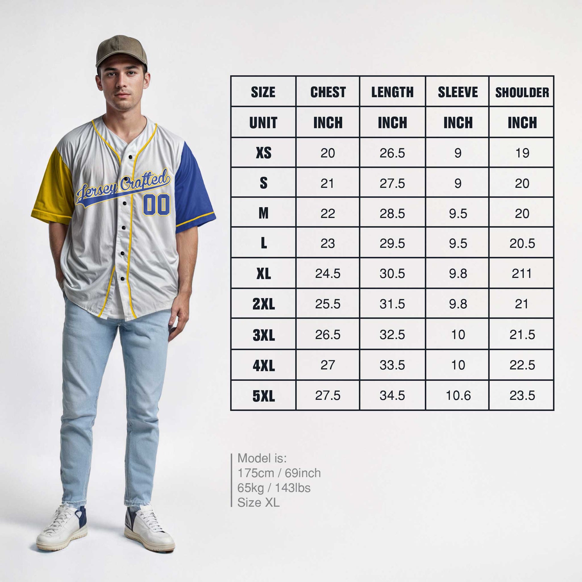 Custom Baseball Jersey White Yellow and Blue With Piping - Design Your Own