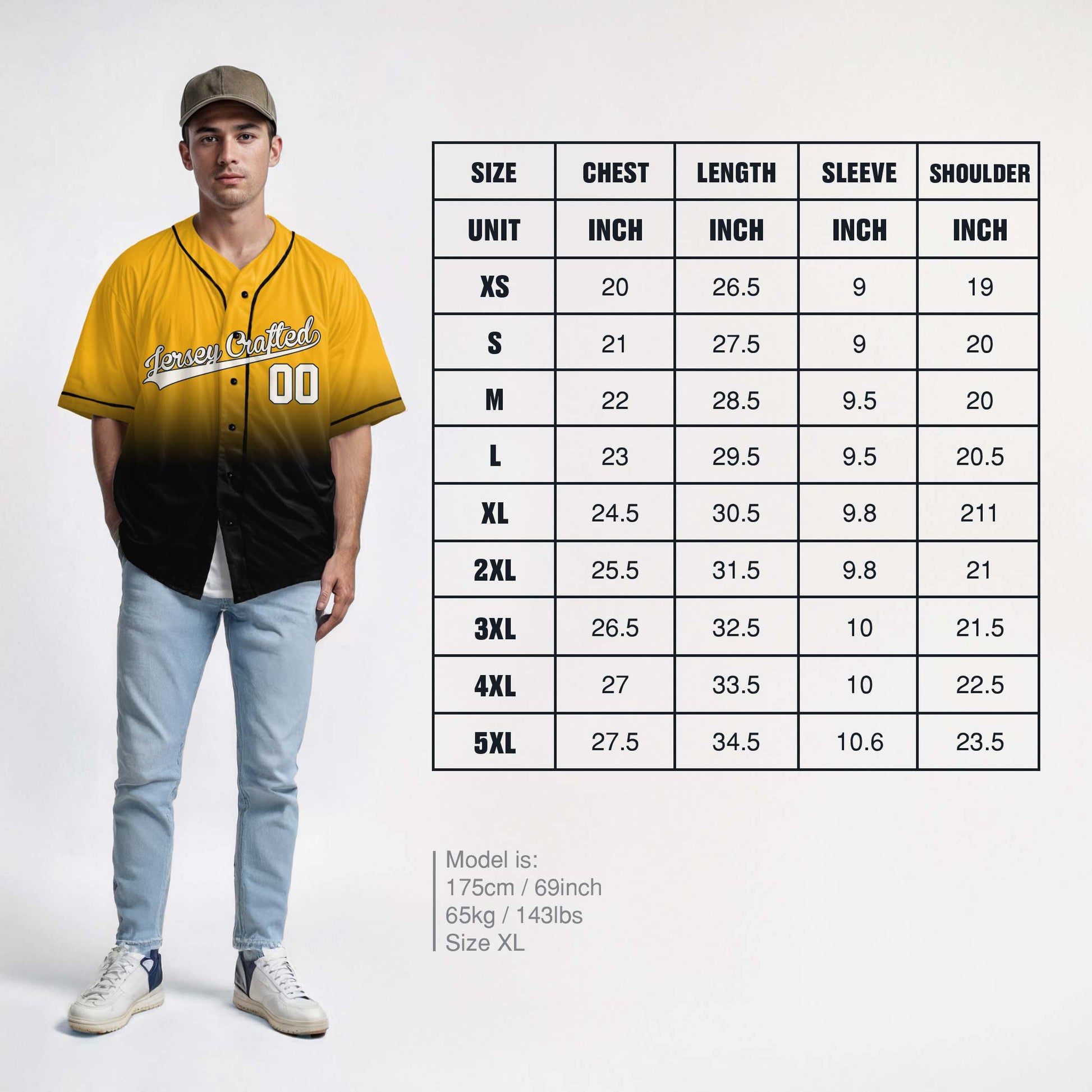 Custom Gradient Baseball Jersey Yellow and Black With Piping - Design Your Own