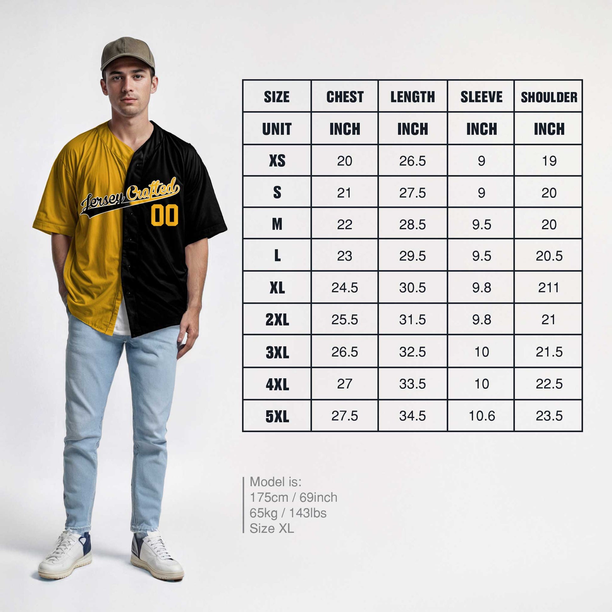 Custom Split Baseball Jersey Yellow and Black - Design Your Own