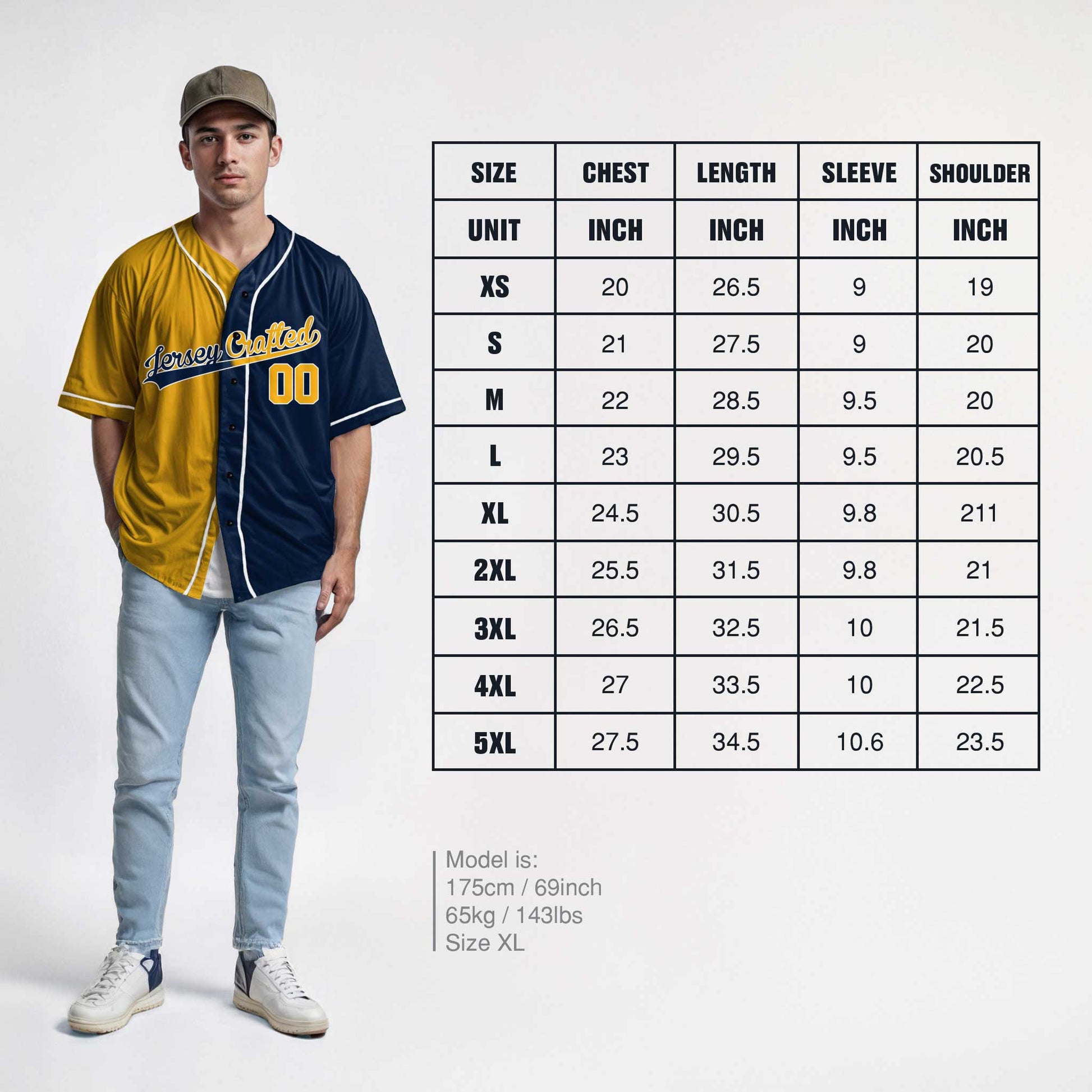 Custom Split Baseball Jersey Yellow and Navy with White Piping - Design Your Own