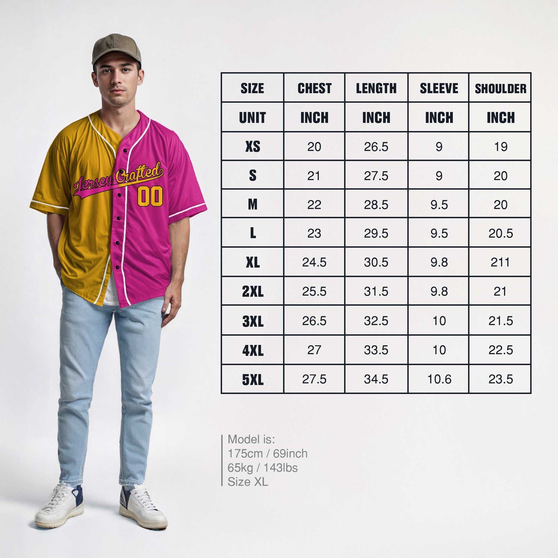 Custom Split Baseball Jersey Yellow and Pink with White Piping - Design Your Own