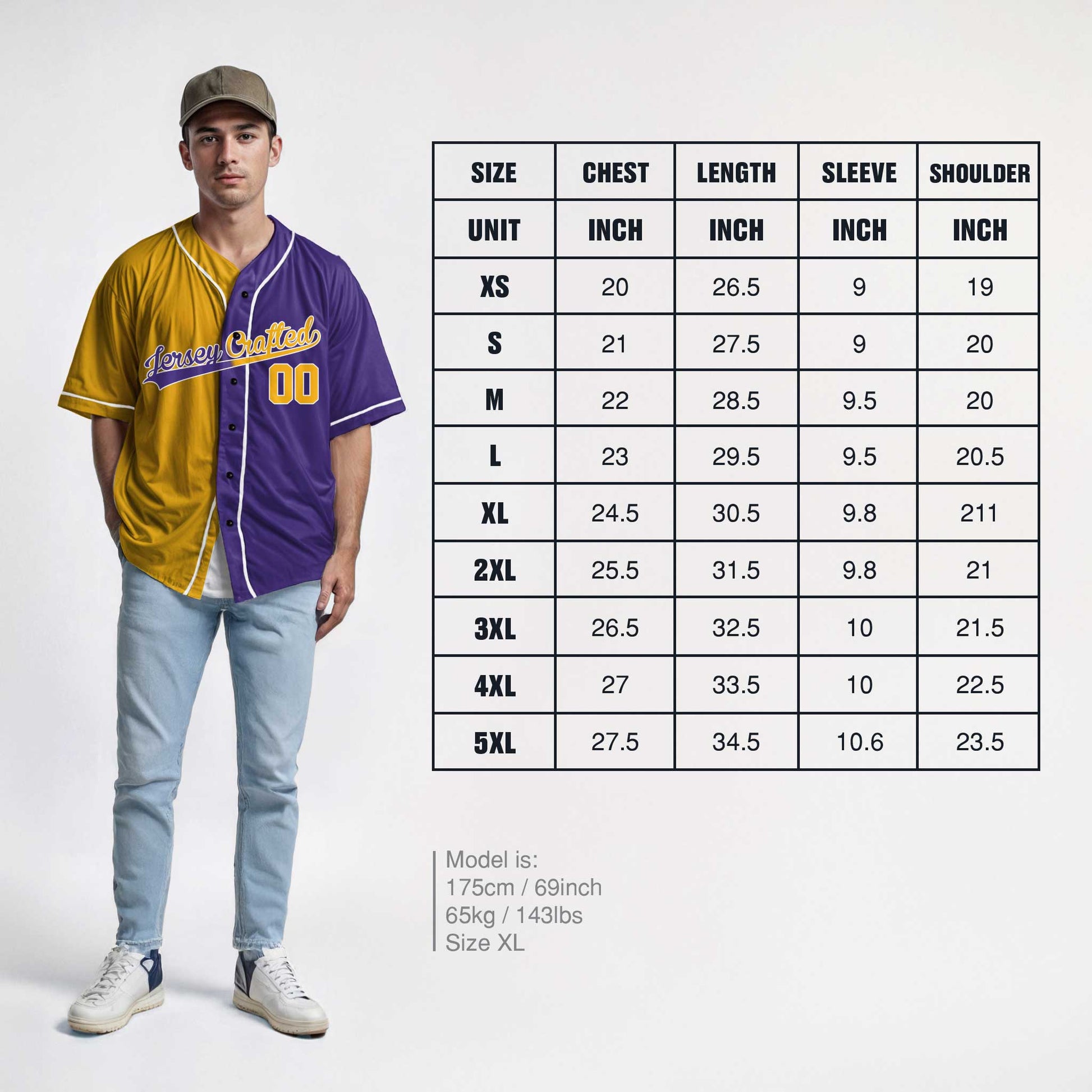 Custom Split Baseball Jersey Yellow and Purple with White Piping - Design Your Own