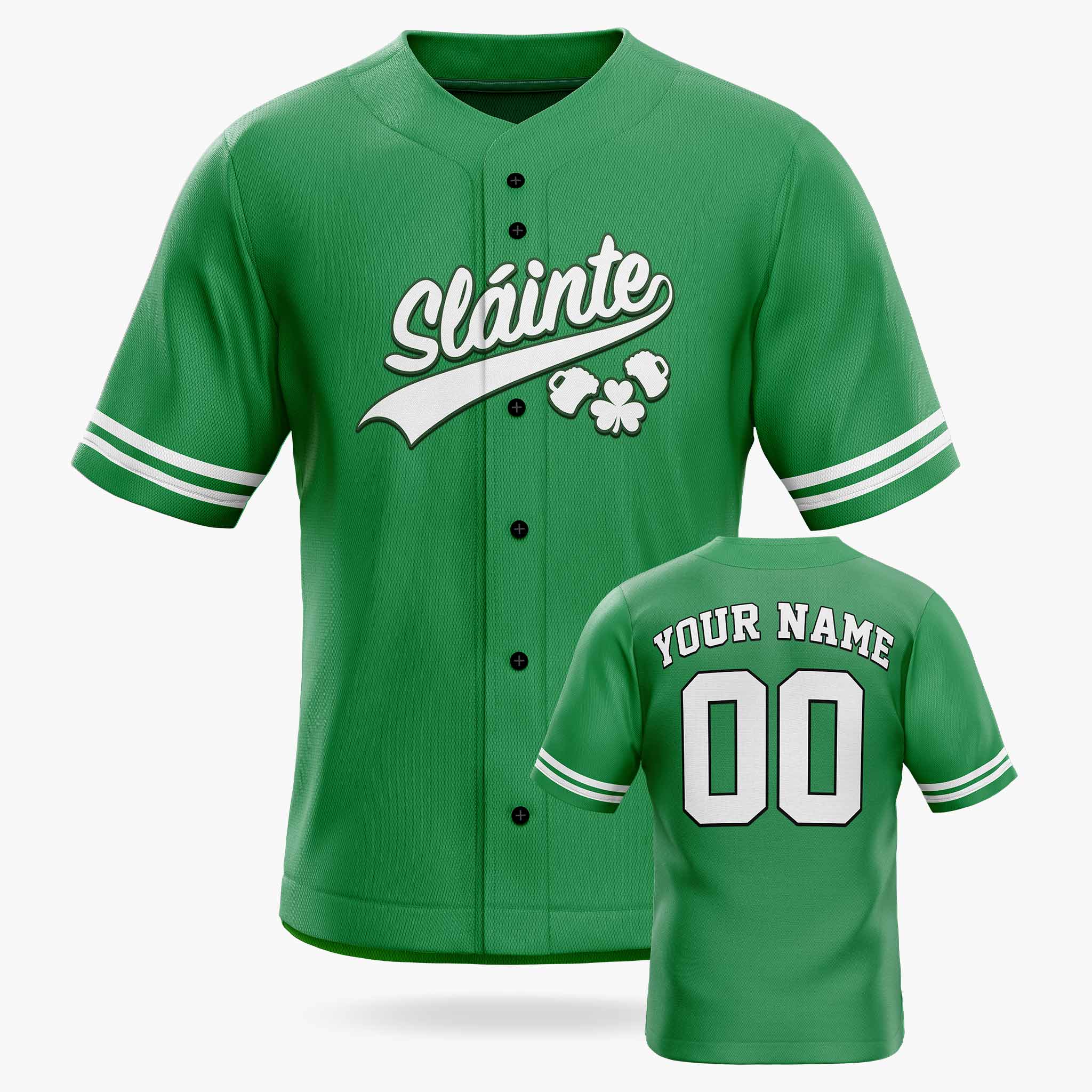 Custom St. Patrick's Day Baseball Jersey Slainte - Design Your Own