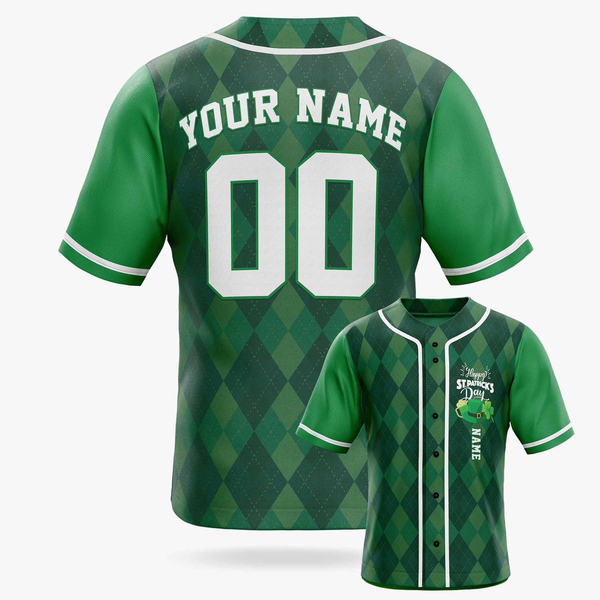 Custom St. Patrick's Day Baseball Jersey Argyle - Design Your Own