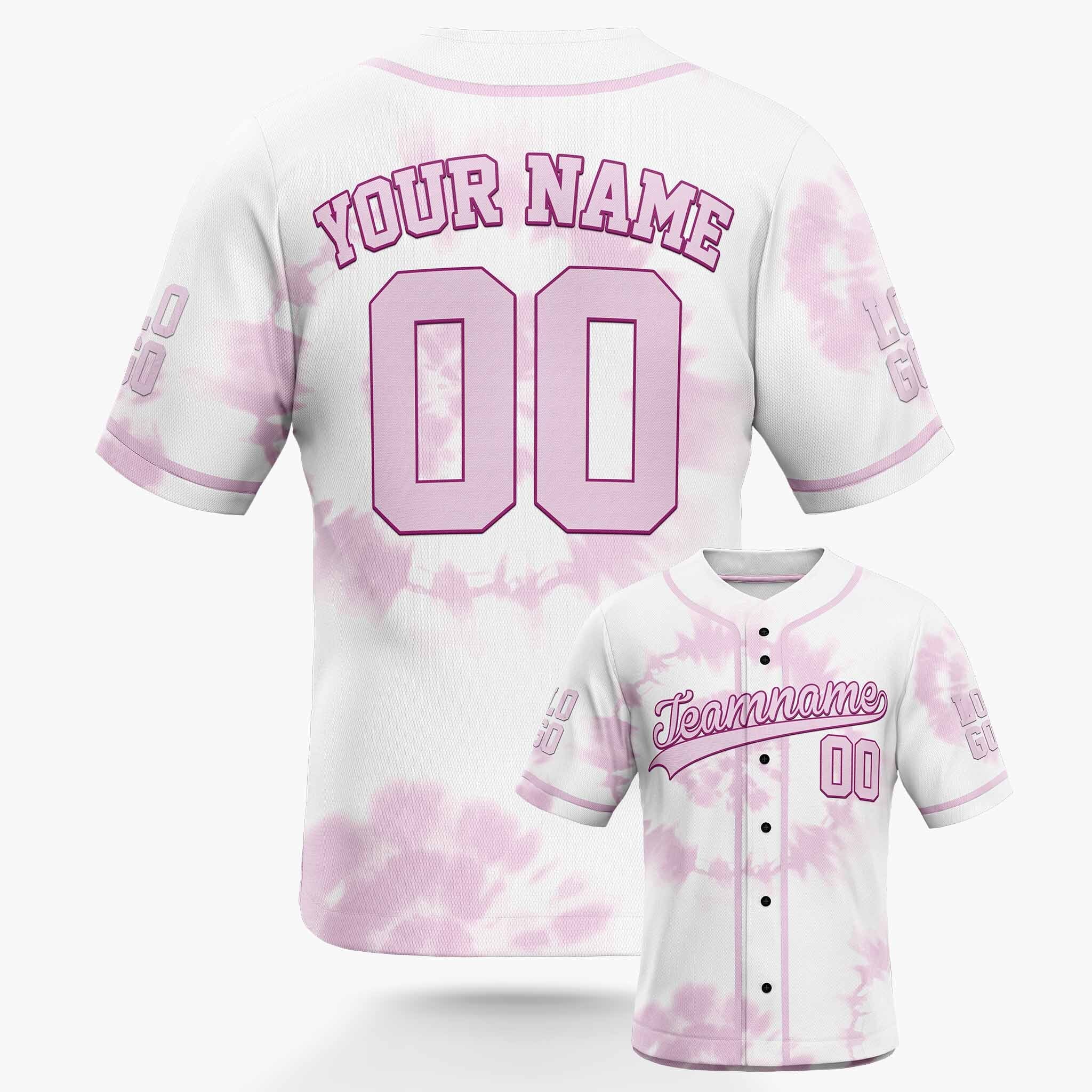 Custom Tie Dye Baseball Jersey White and Light Purple With Piping - Design Your Own