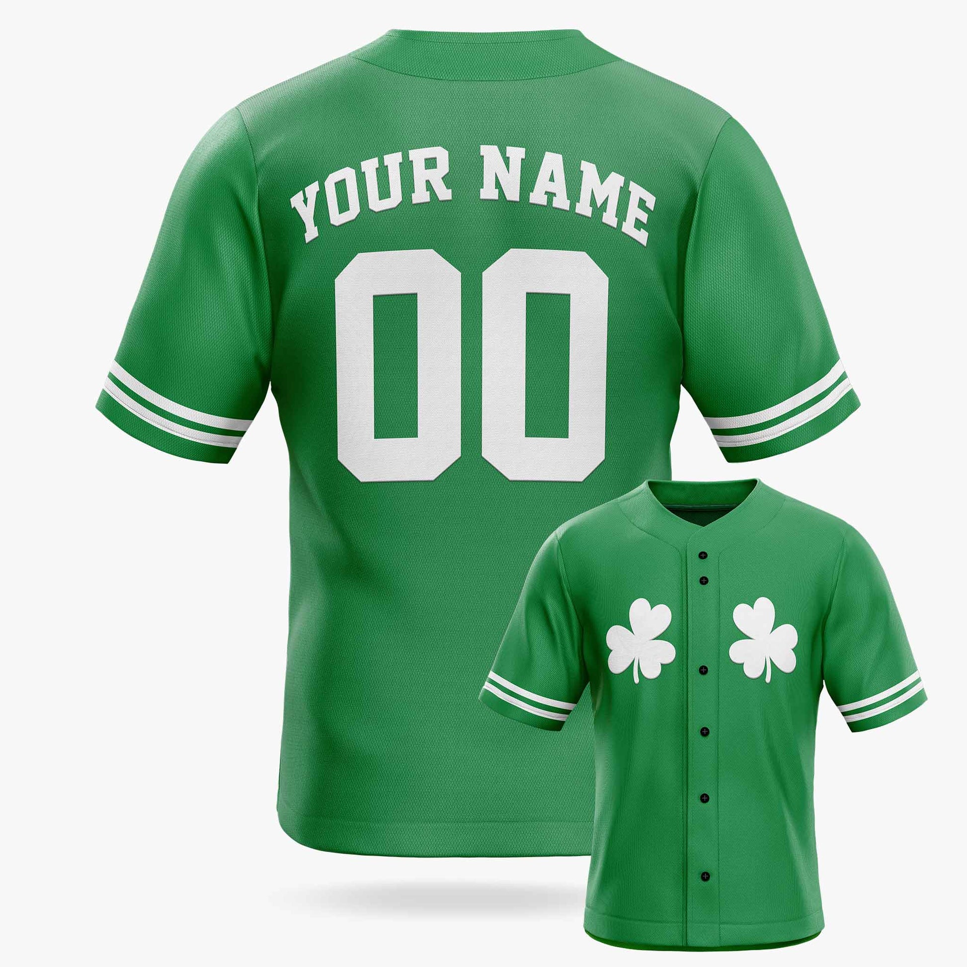Custom St. Patrick's Day Baseball Jersey Twin Shamrocks - Design Your Own