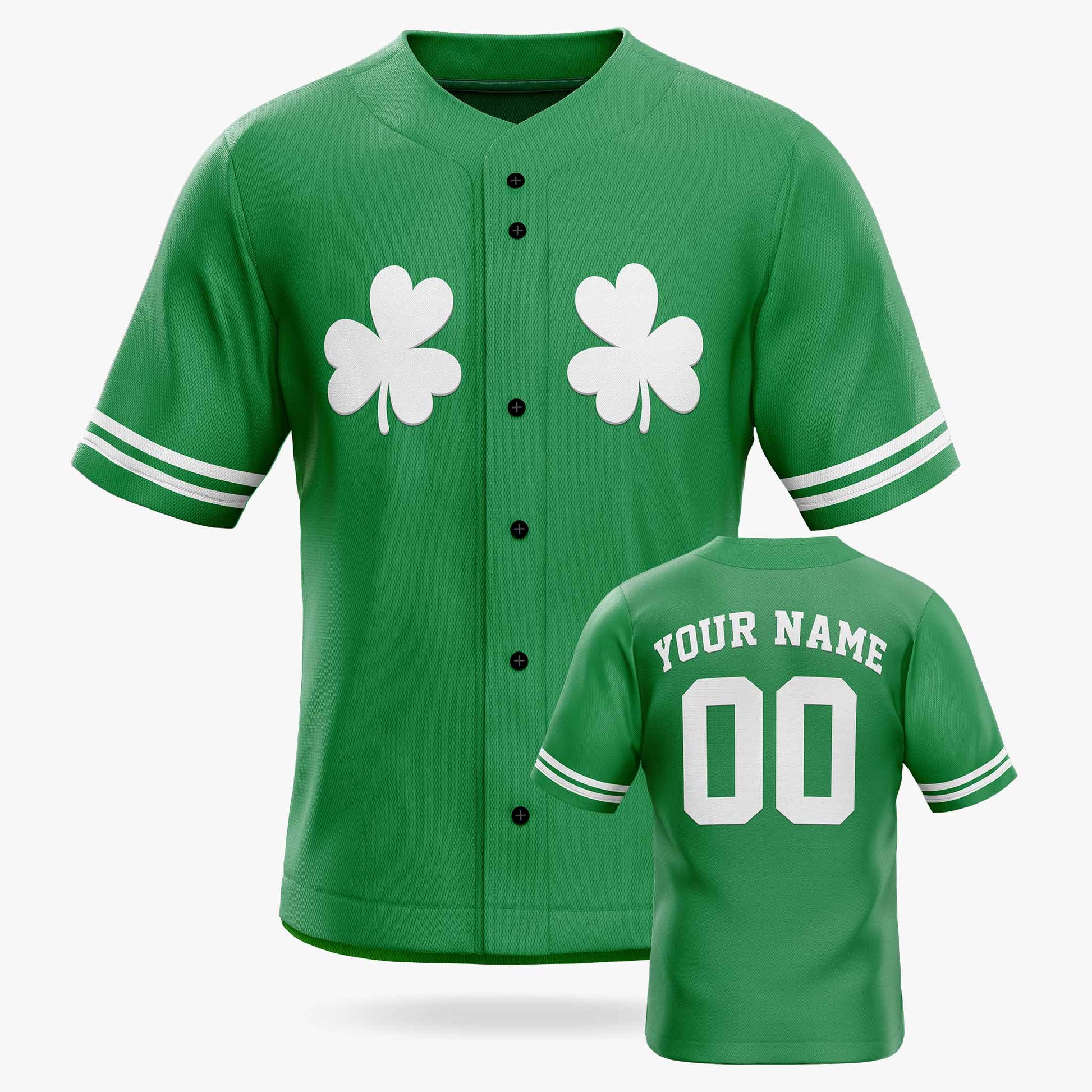Custom St. Patrick's Day Baseball Jersey Twin Shamrocks - Design Your Own