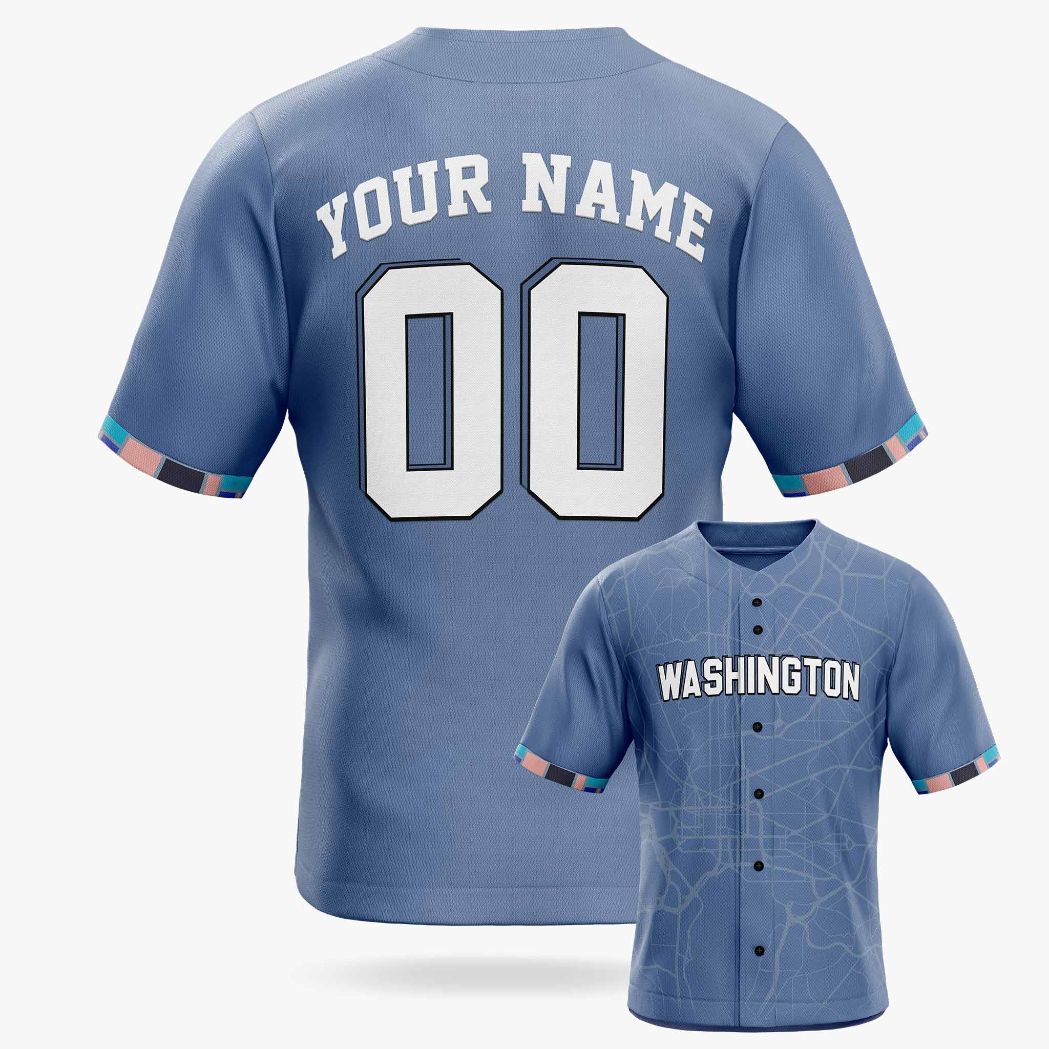 Custom City Baseball Jersey - Washington Blue - Design Your Own