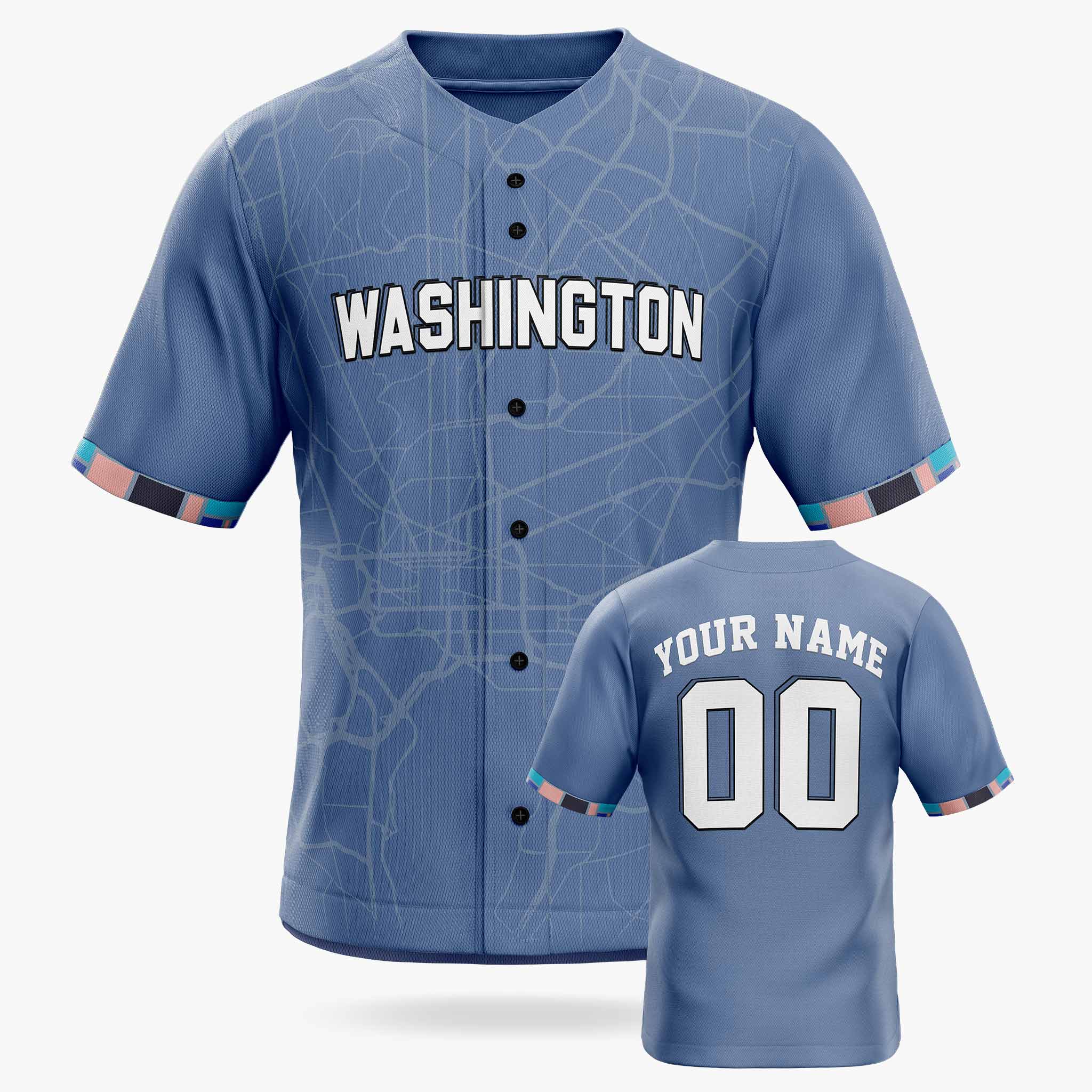 Custom City Baseball Jersey - Washington Blue - Design Your Own