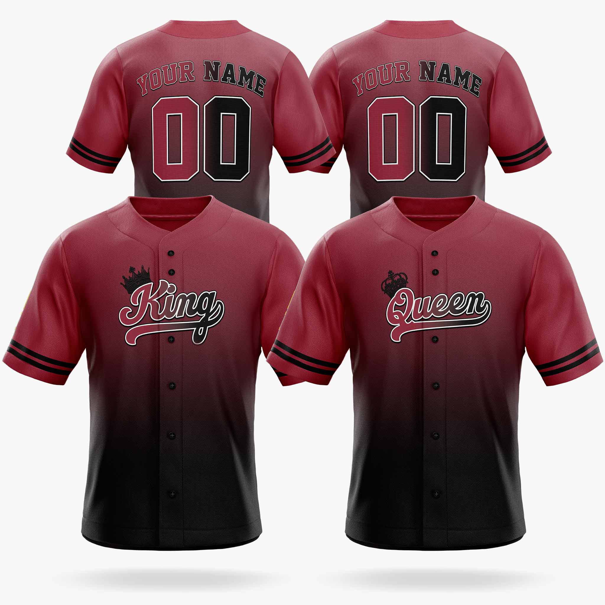 Custom Matching Couple Jerseys Gradient Wine and Black - King and Queen - Design Your Own