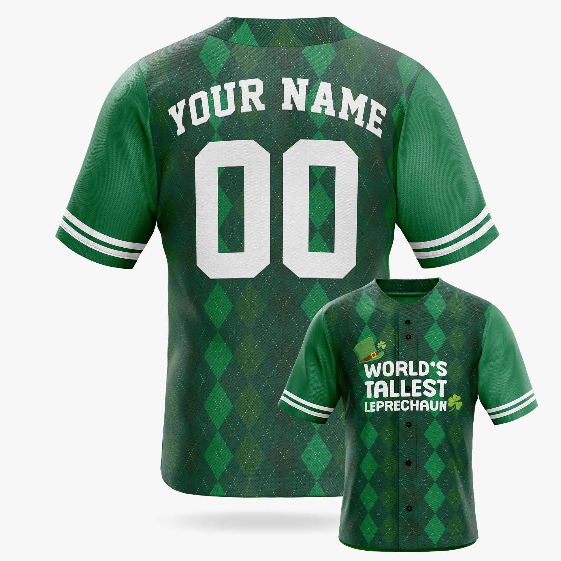 Custom St. Patrick's Day Baseball Jersey World's Tallest Leprechaun - Design Your Own