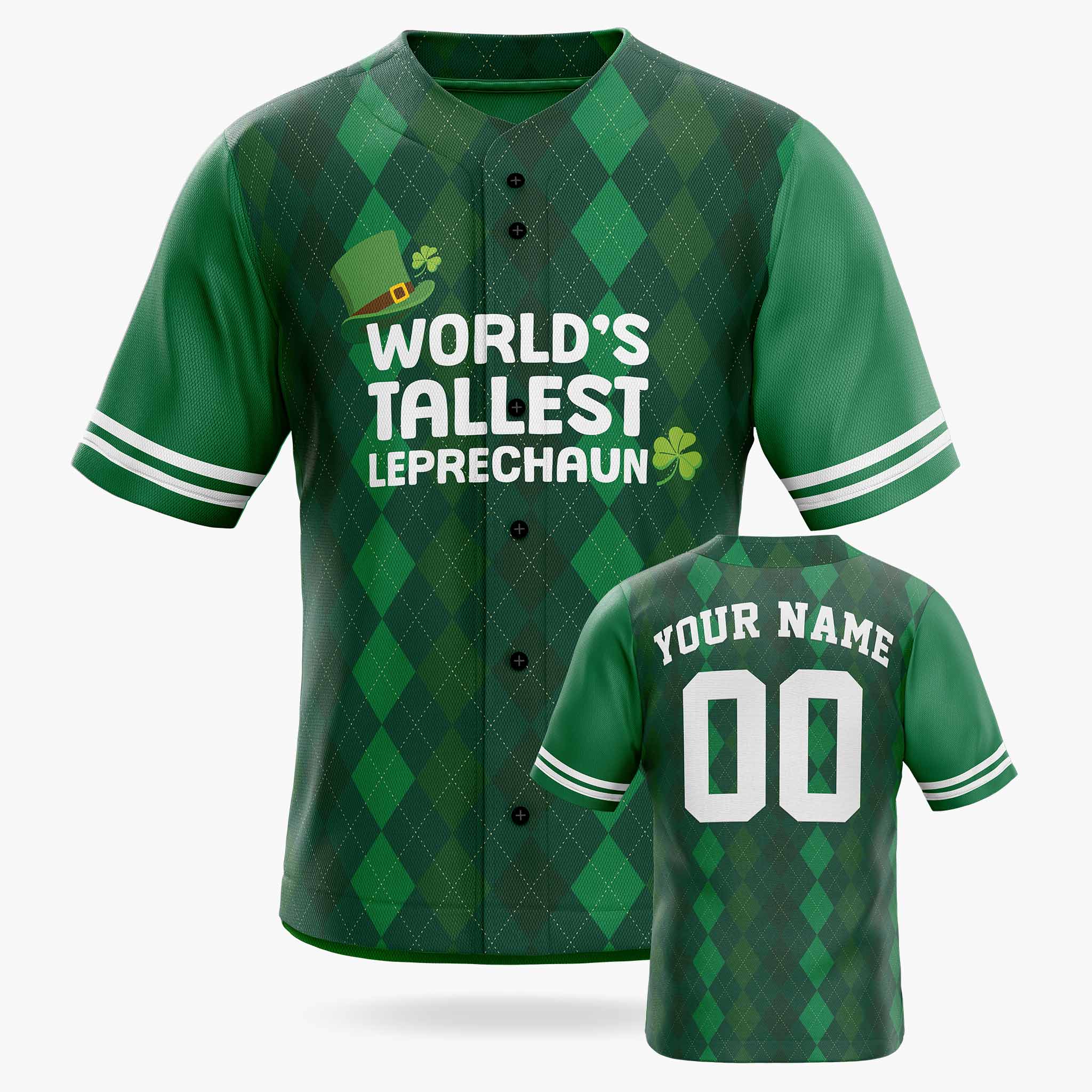 Custom St. Patrick's Day Baseball Jersey World's Tallest Leprechaun - Design Your Own