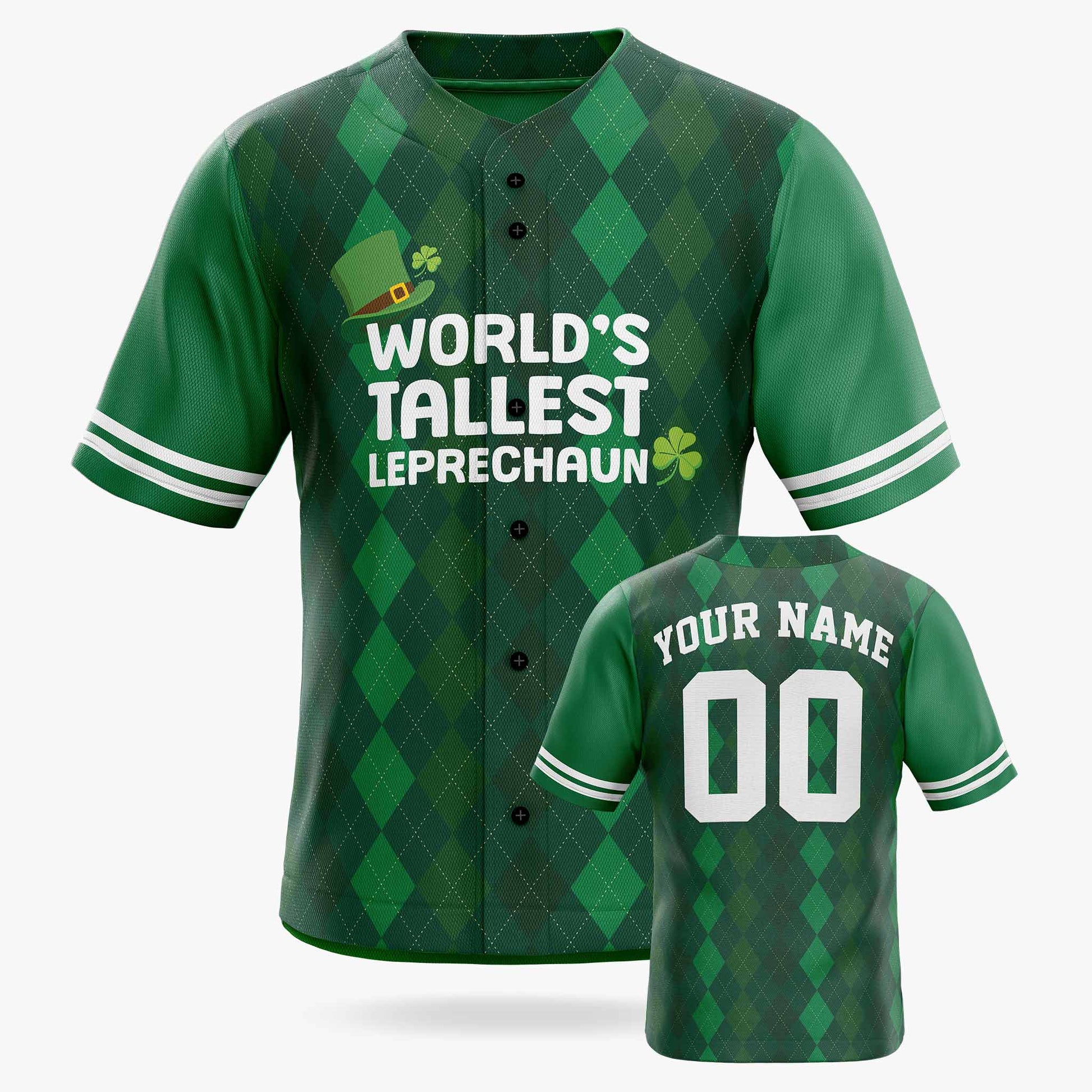 Custom St. Patrick's Day Baseball Jersey World's Tallest Leprechaun - Design Your Own