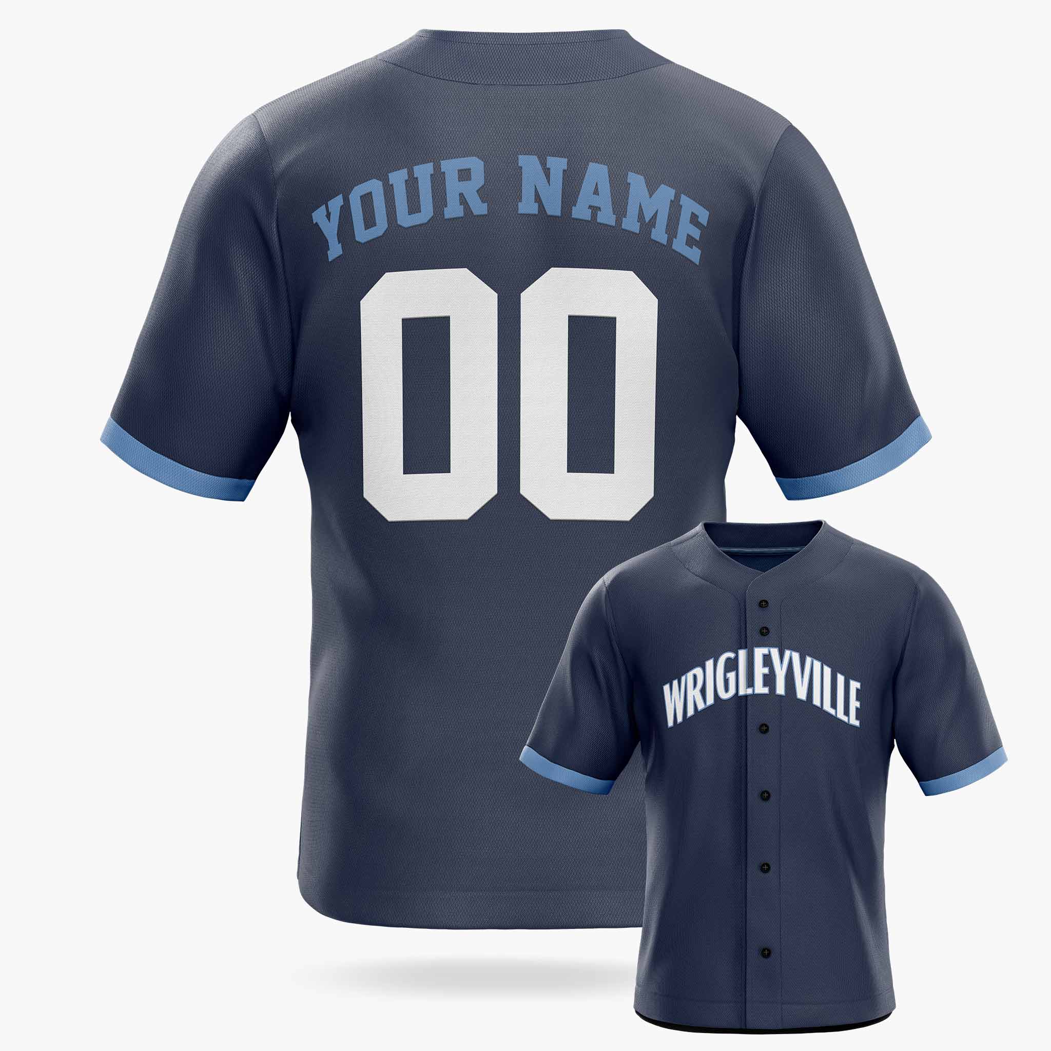 Custom City Baseball Jersey - Chicago Wrigleyville Blue - Design Your Own